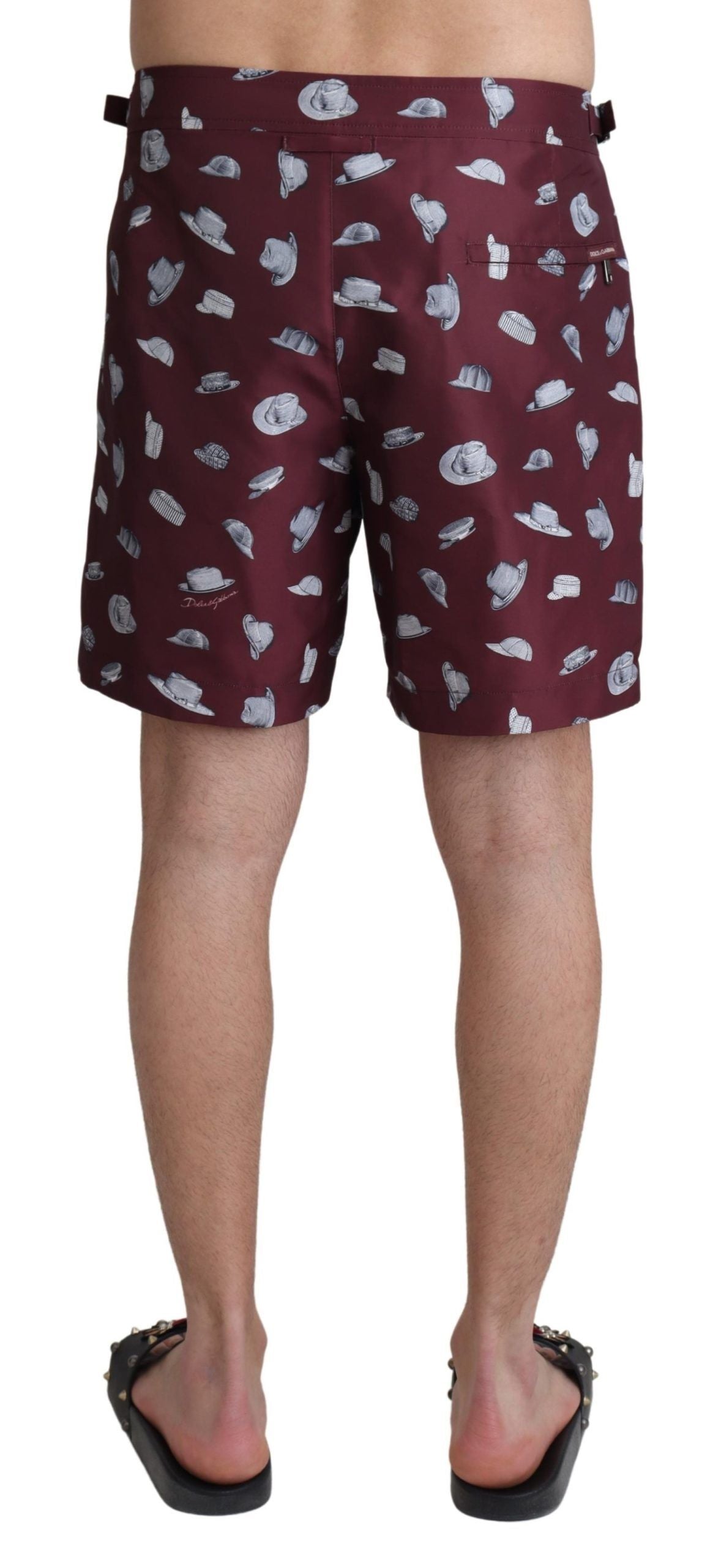 Kastanienbraune Hüte Print Beachwear Shorts Bademode