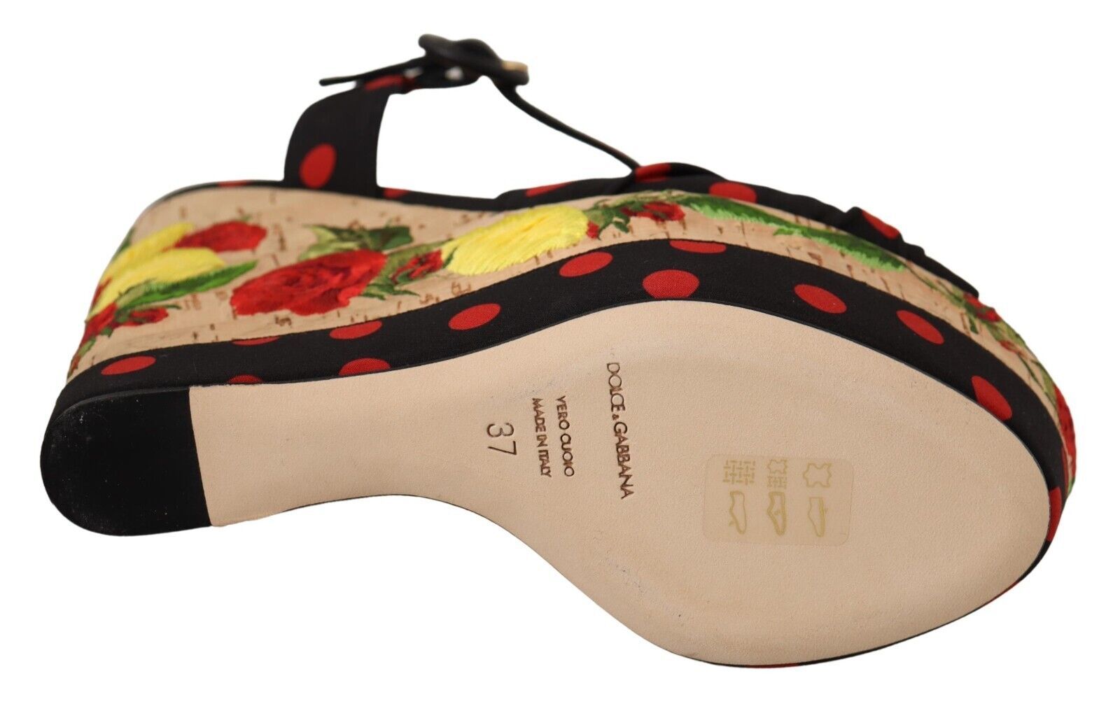 Mehrfarbige Plateau-Wedges-Sandalen mit Charmeuse-Schuhen