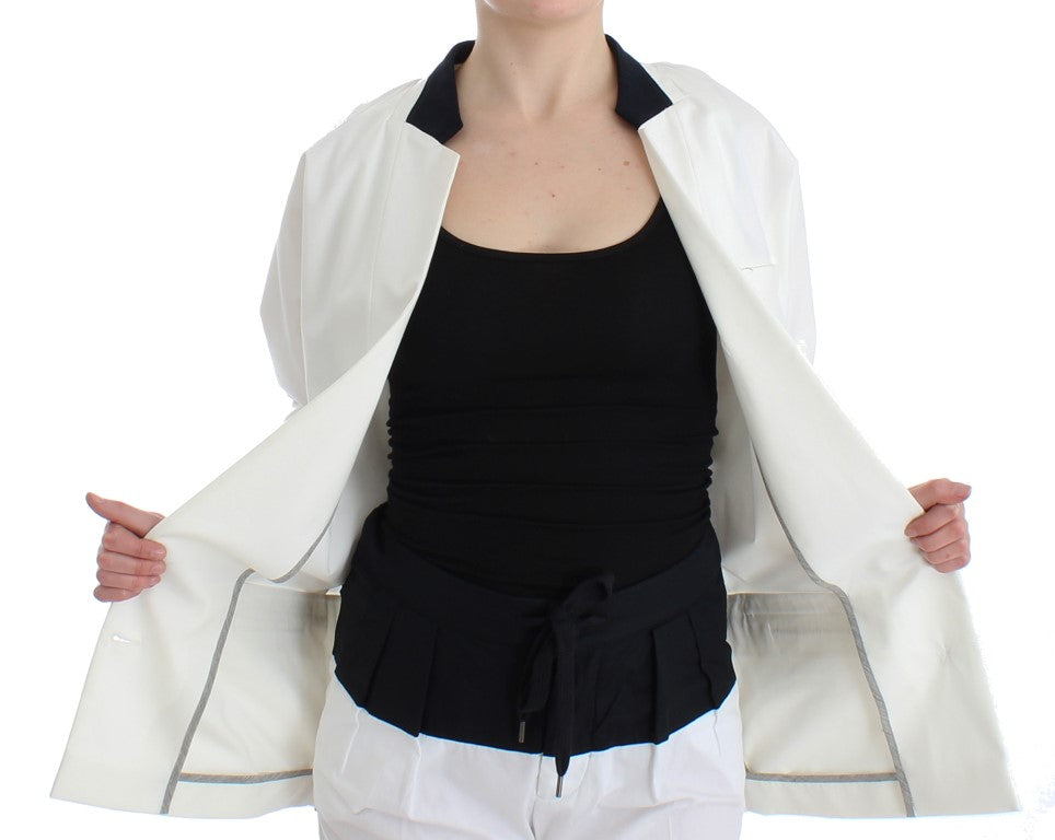 Andrea Pompilio White Cotton Blend Oversized Blazer Jacket
