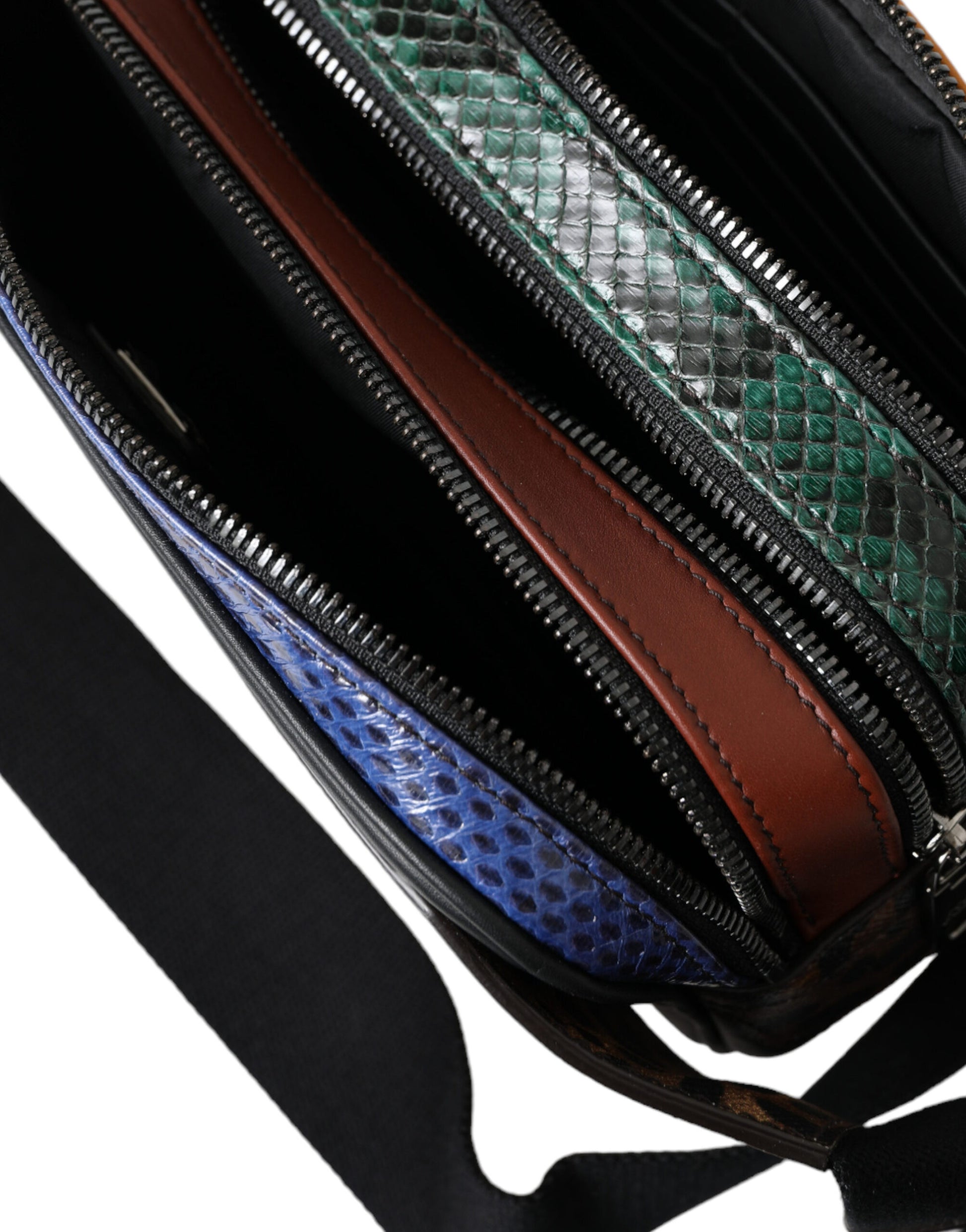 Dolce & Gabbana Black Exotic Leather Logo Belt Waist Fanny Pack Bag