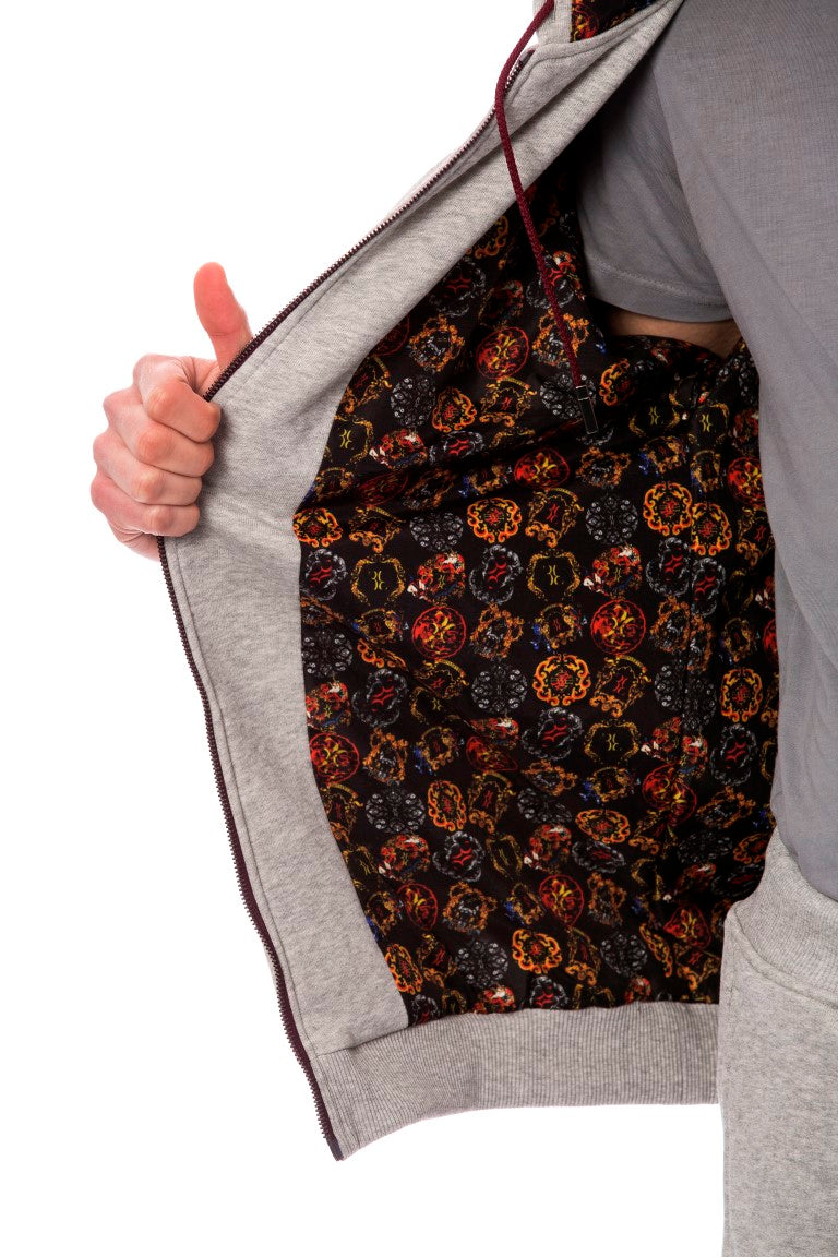 Grauer Kapuzen-Sweatsuit aus Baumwolle