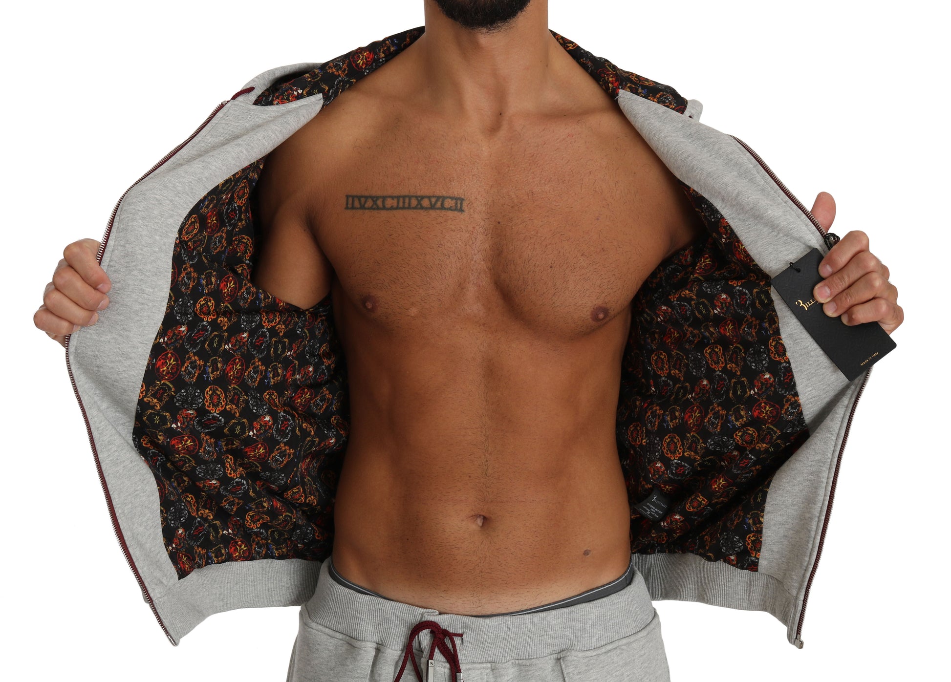 Grauer Trainingsanzug aus Baumwollpullover und -hose