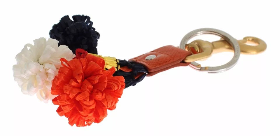 Braungold Raffia Leder Verschluss Finder Kette Schlüsselanhänger