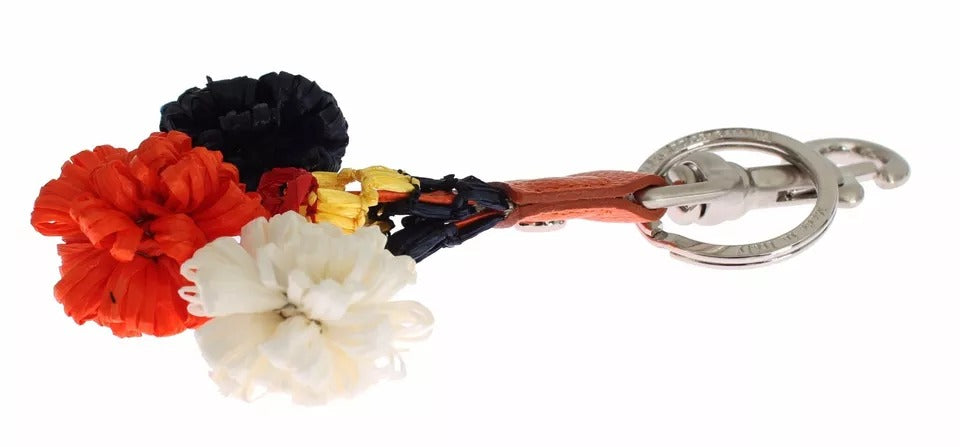 Silberbrauner Raffia-Leder-Verschlussfinder-Ketten-Schlüsselring