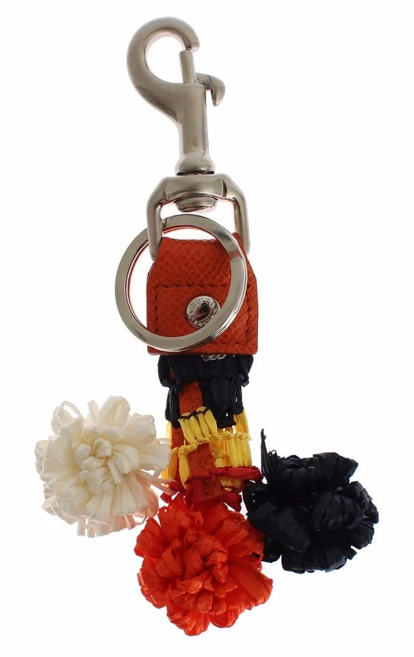 Silberbrauner Raffia-Leder-Verschlussfinder-Ketten-Schlüsselring