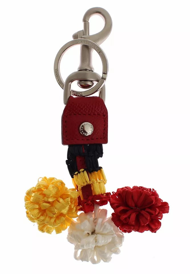 Silberbrauner Raffia-Leder-Verschlussfinder-Ketten-Schlüsselring