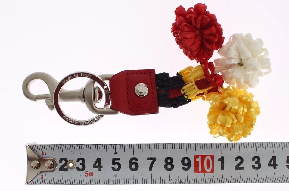 Silberbrauner Raffia-Leder-Verschlussfinder-Ketten-Schlüsselring