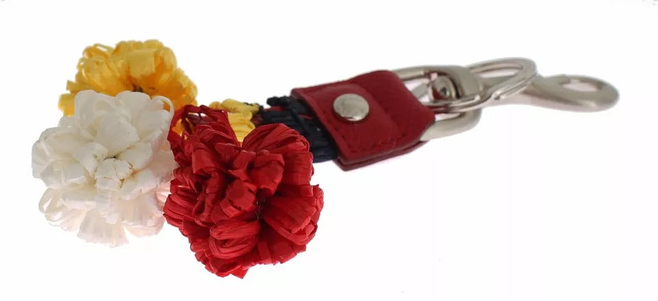 Silberbrauner Raffia-Leder-Verschlussfinder-Ketten-Schlüsselring