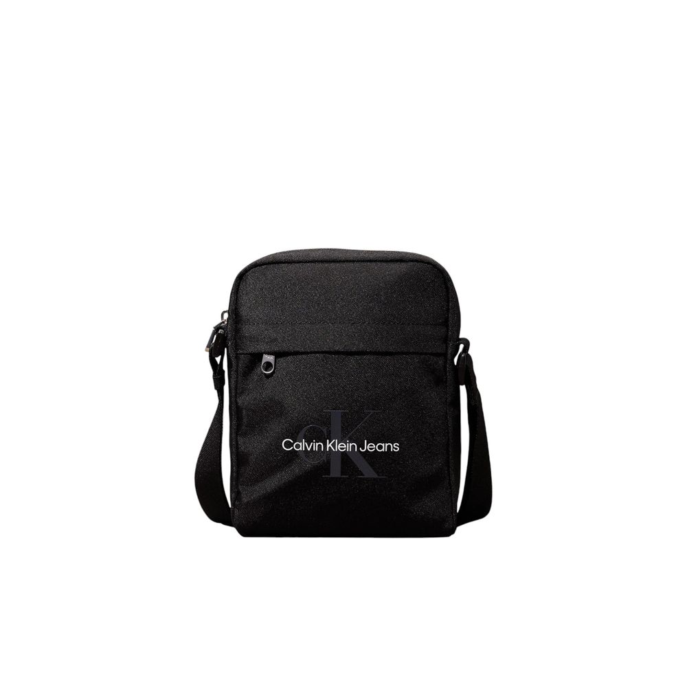 Schwarze Messenger-Tasche aus recyceltem Polyester