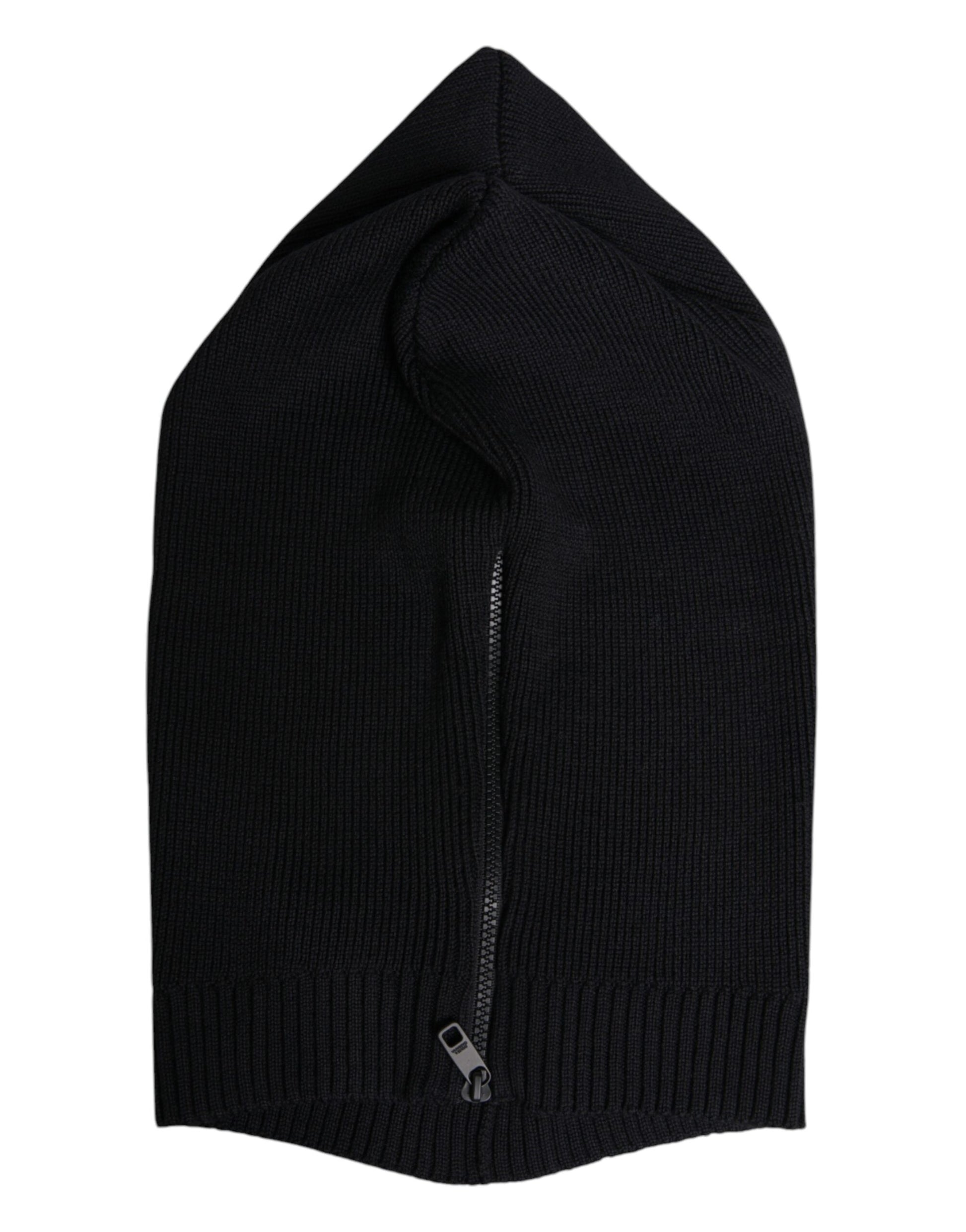 Dolce & Gabbana Black Wool Whole Head Wrap Balaclava Hat
