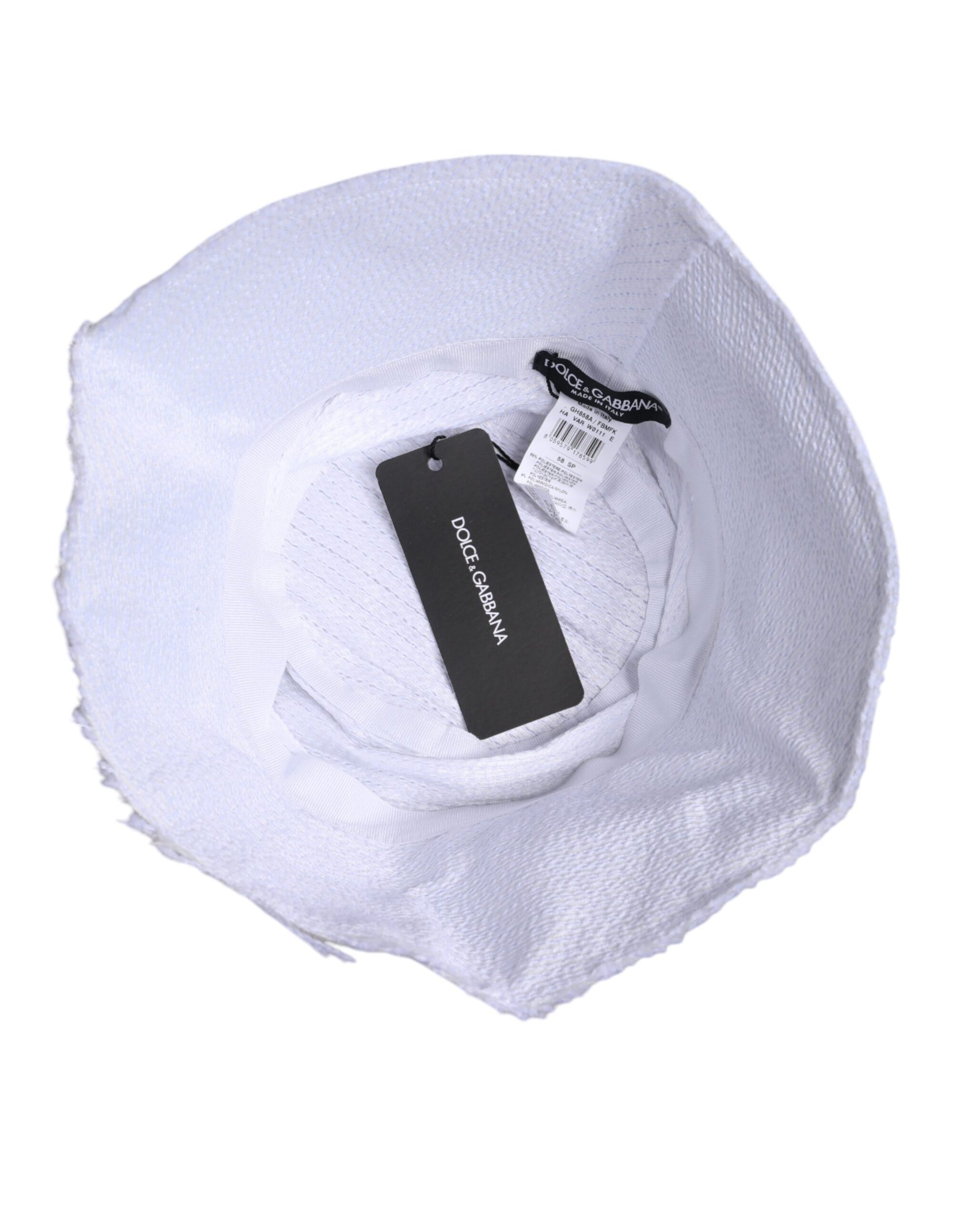 Dolce & Gabbana White Polyester Wide Brim Bucket Hat