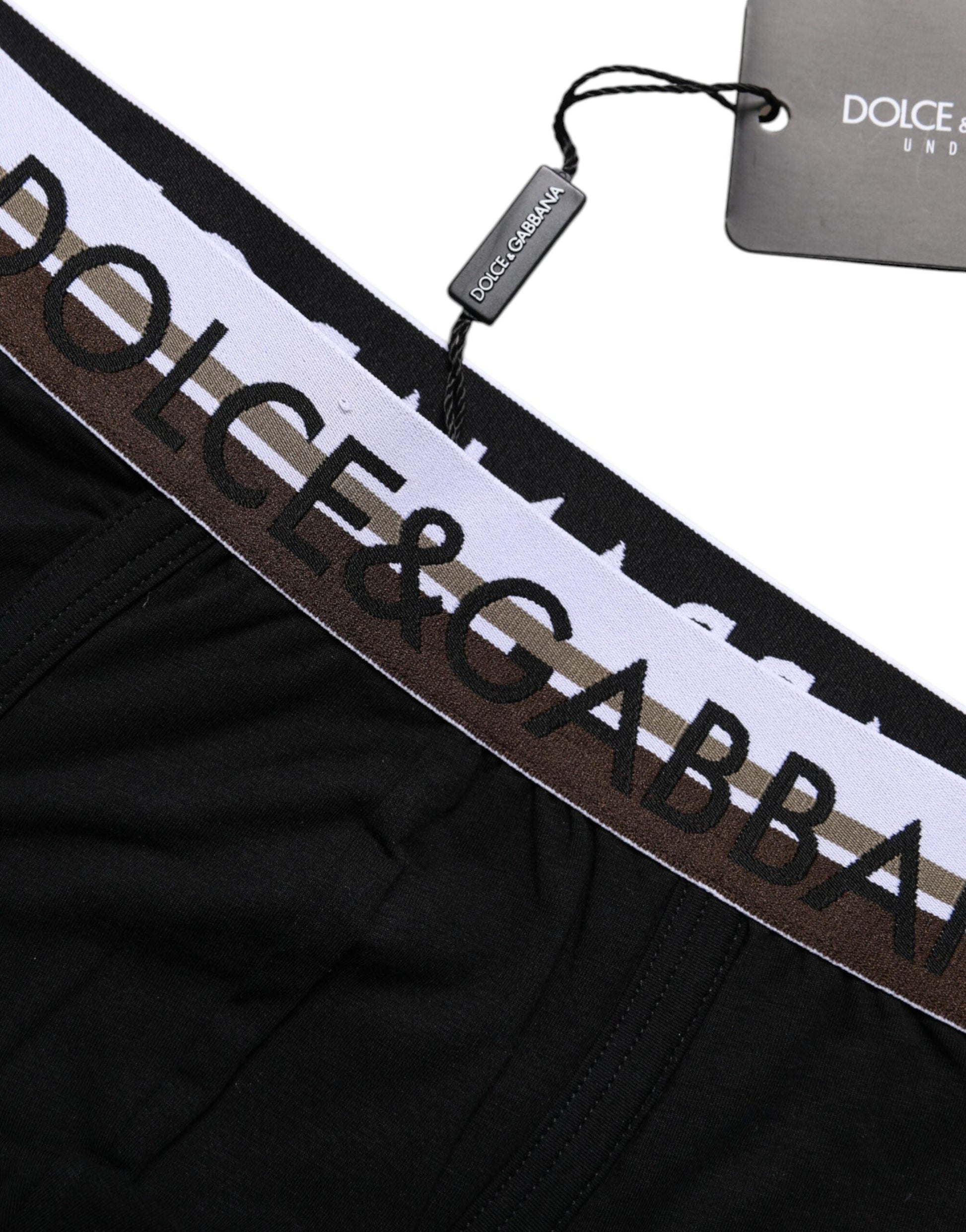 Dolce & Gabbana Black Cotton Stretch Regular Boxer Underwear