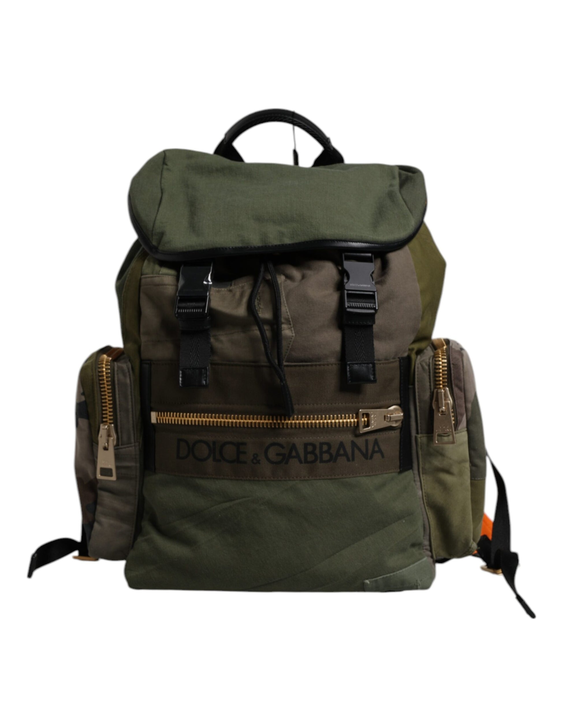 Dolce & Gabbana Military Green Patchwork Travel Backpack Bag