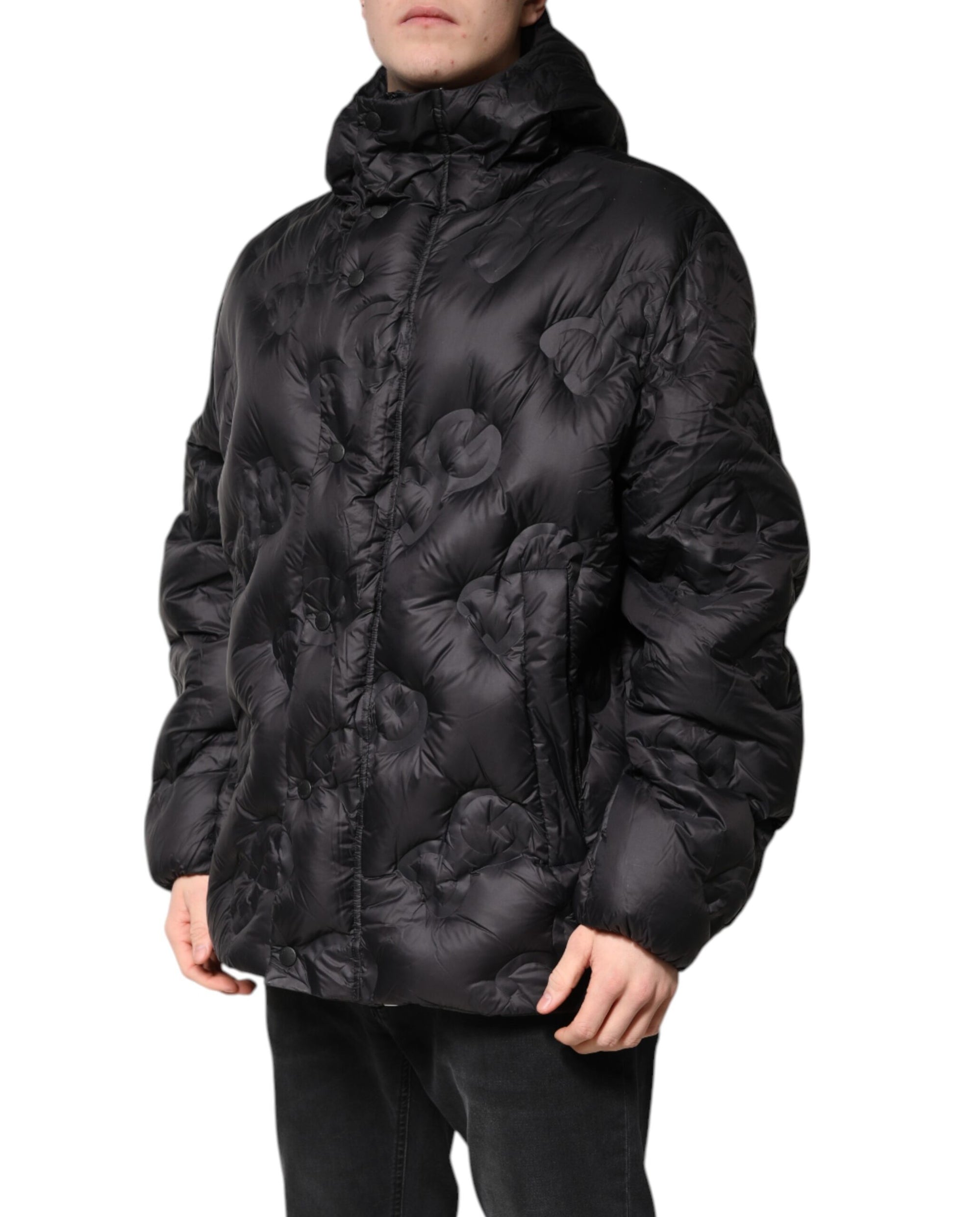 Schwarzer Parka mit Kapuze, Winterjacke