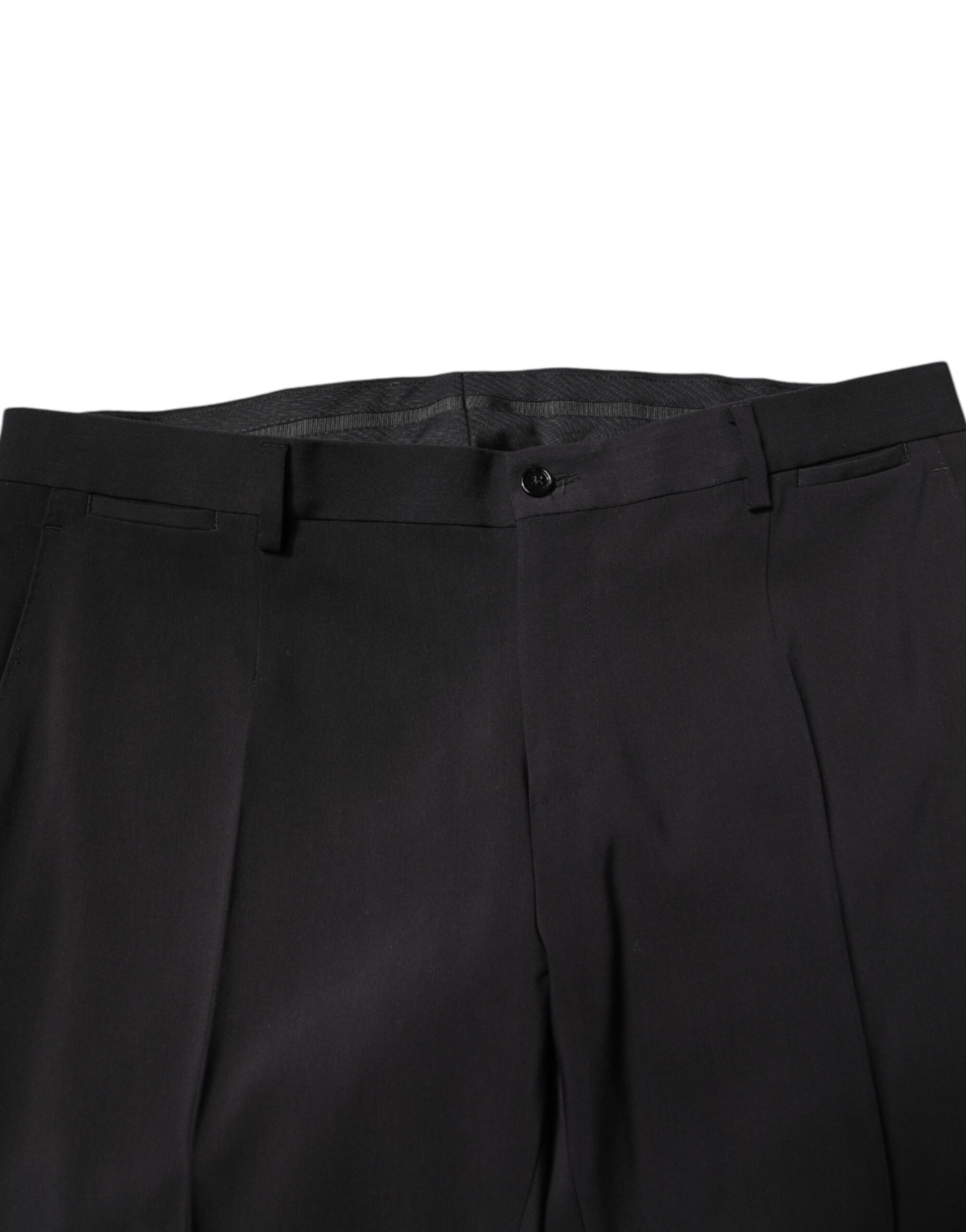 Schwarzer einreihiger 2-teiliger Anzug aus Baumwolle