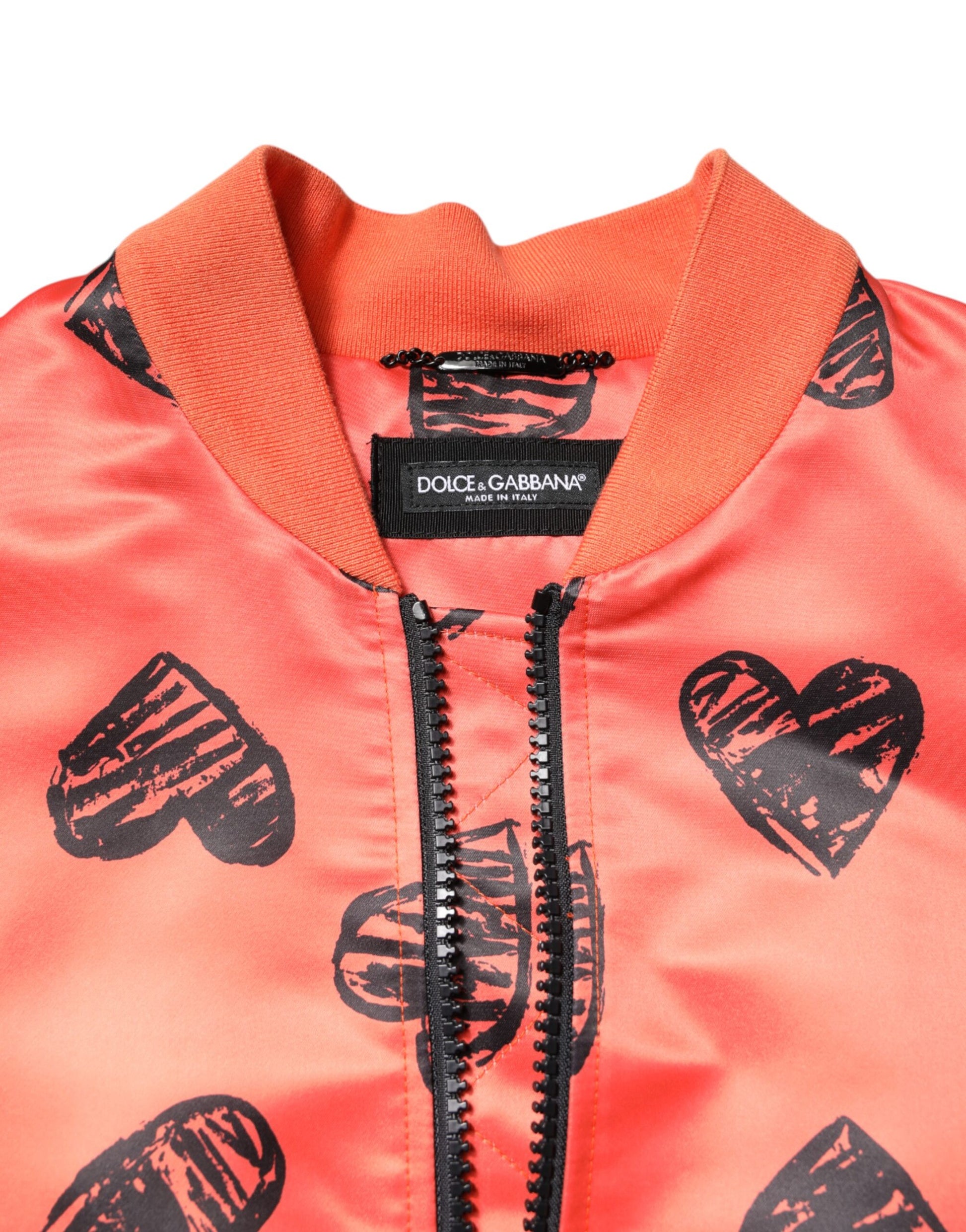 Orange DG Heart Herren Bomberjacke mit durchgehendem Reißverschluss