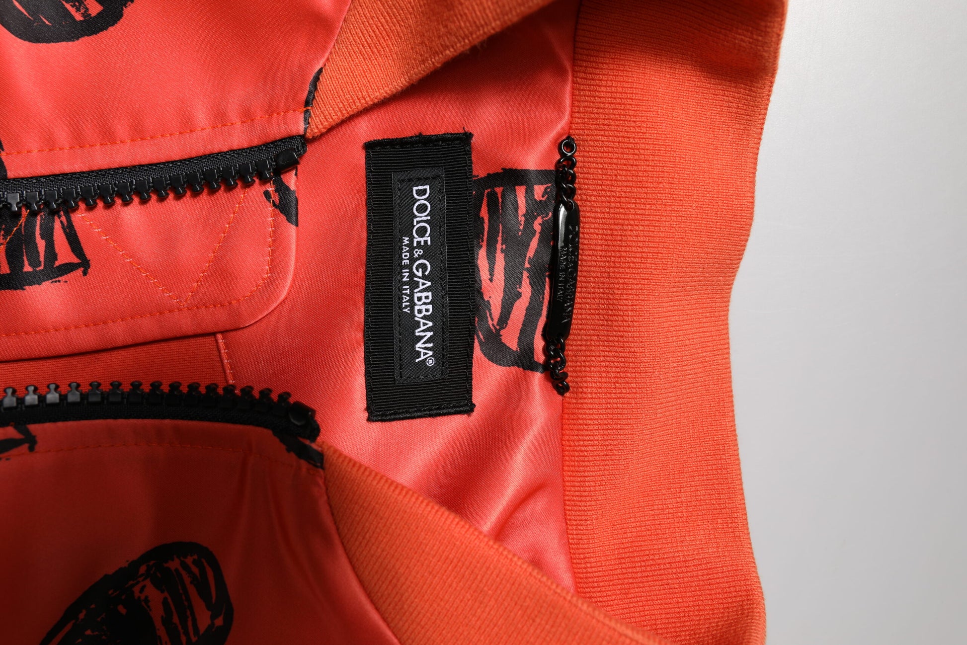 Orange DG Heart Herren Bomberjacke mit durchgehendem Reißverschluss