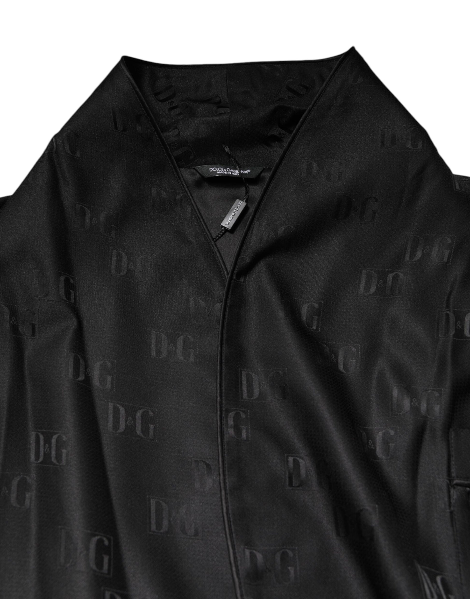 Schwarze Seidenjacke mit DG-Logo für Herren