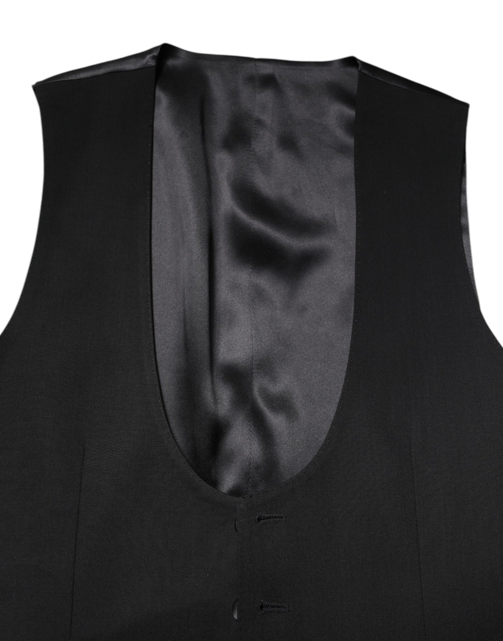 Dolce & Gabbana Black Wool Waistcoat Dress Formal Vest