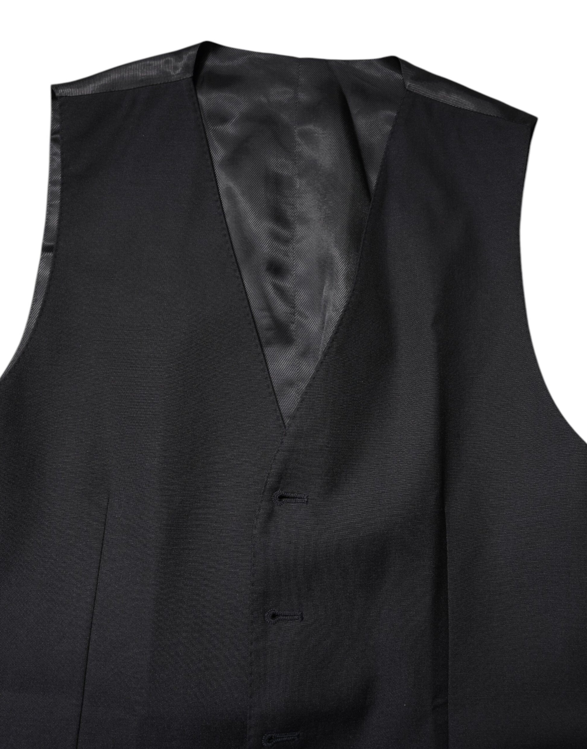 Dolce & Gabbana Black Wool Waistcoat Dress Formal Vest