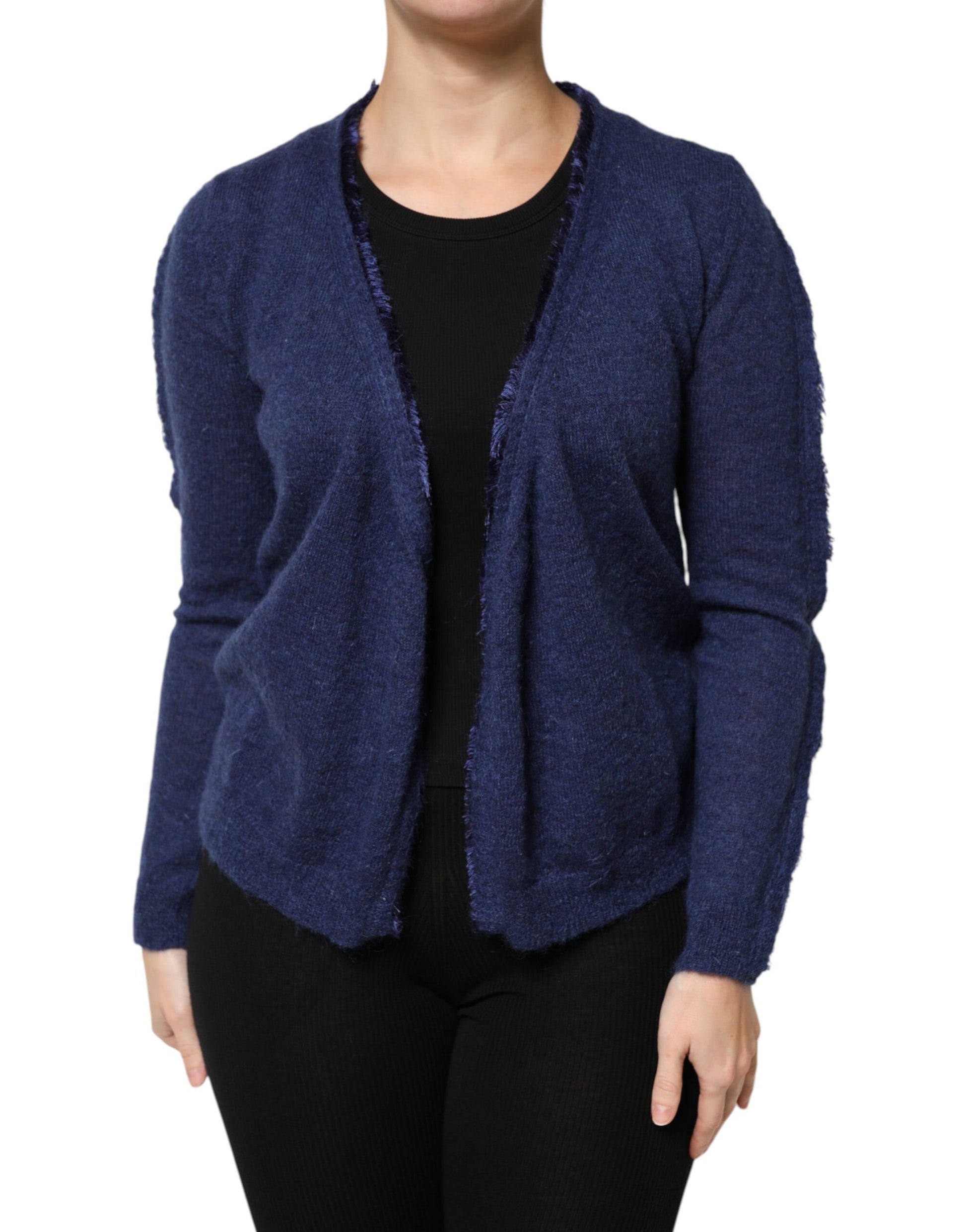 Ballantyne Dark Blue Long Sleeves Overcoat Cardigan Sweater