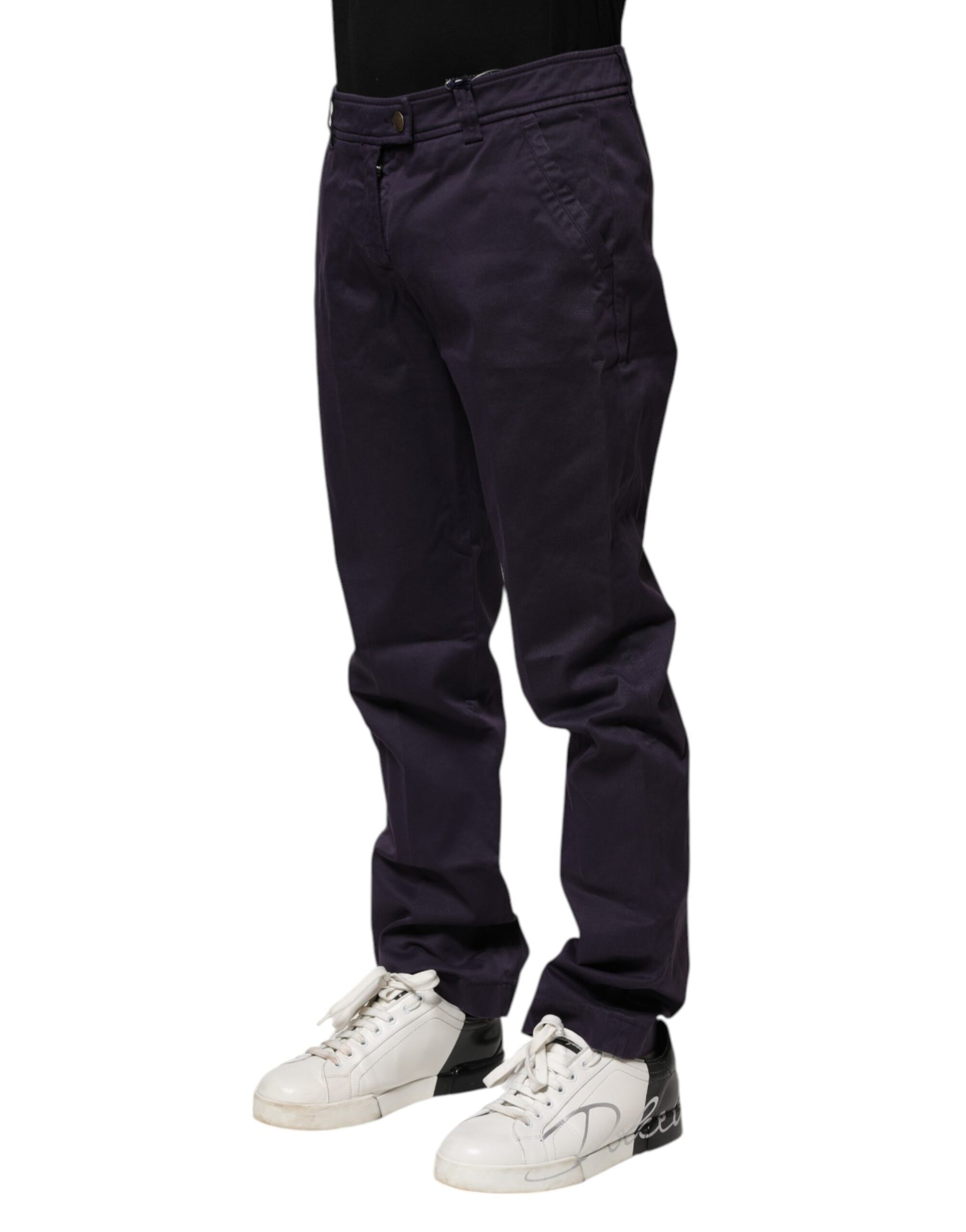 Incotex Dark Purple Mid Waist Casual Straight Pants