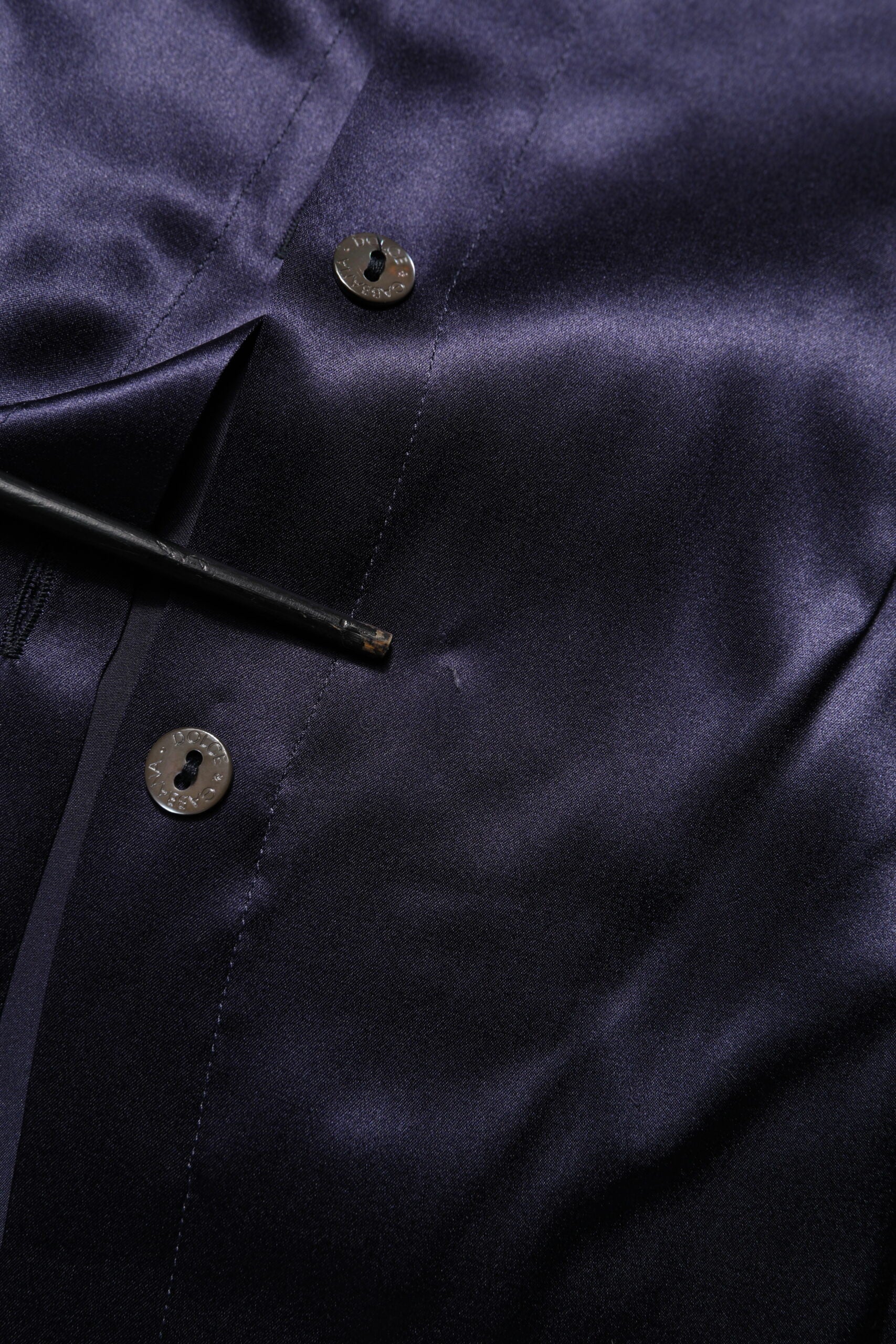 Dolce & Gabbana Dark Purple Silk Ascot Collared Blouse Top