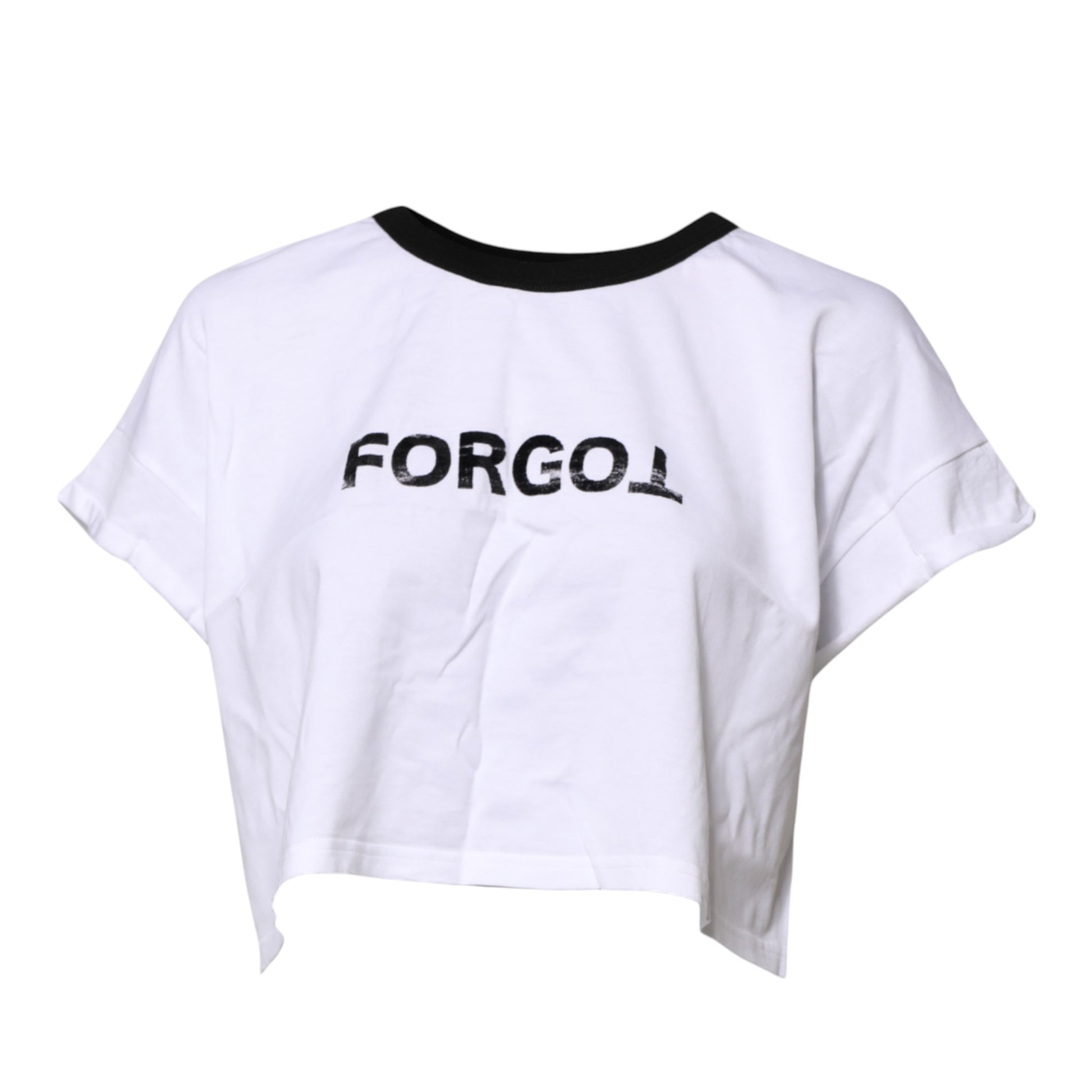 Dolce & Gabbana White Graphic Print Crew Neck Cropped T-shirt