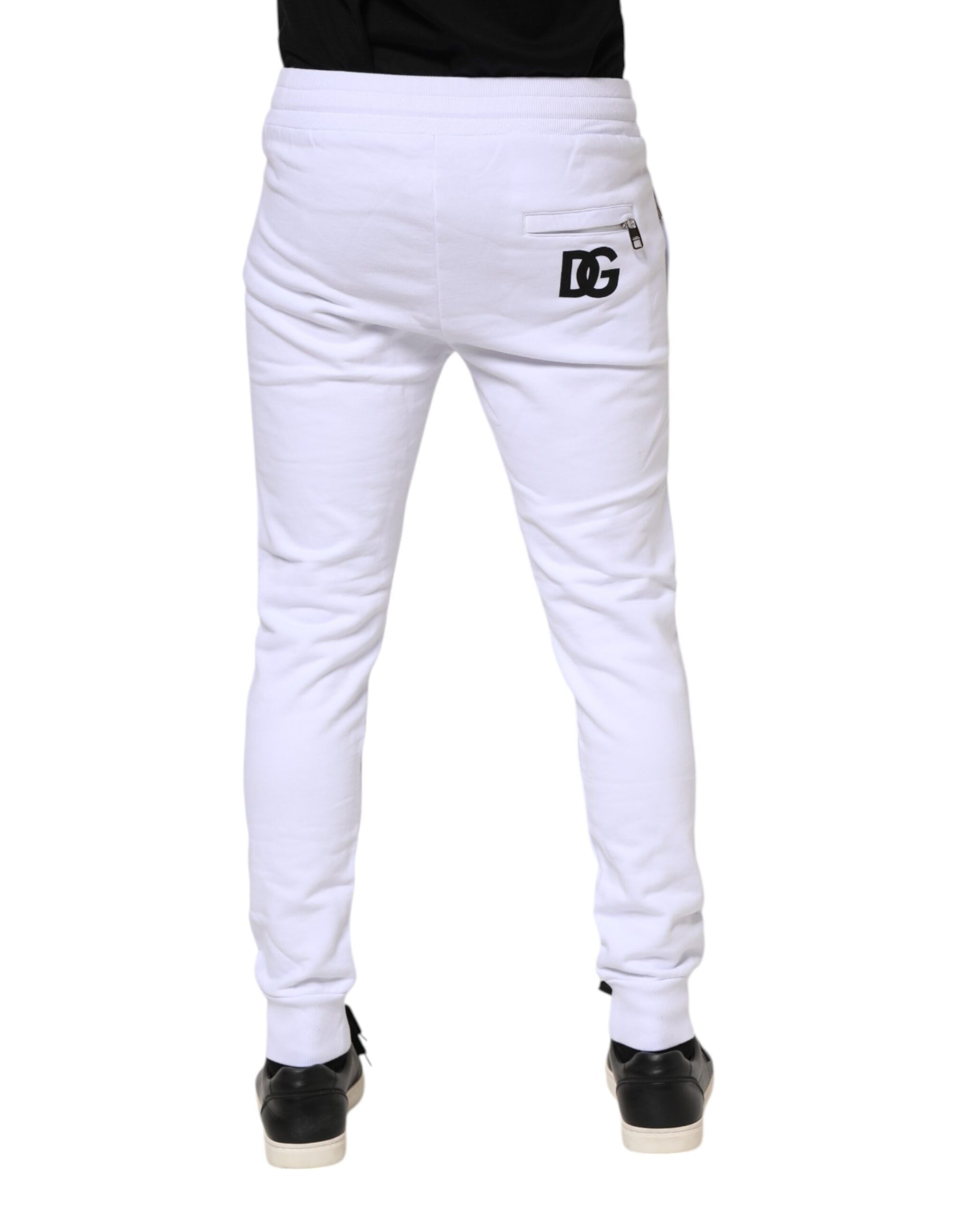 Dolce & Gabbana White Cotton Drawstring Jogger Pants