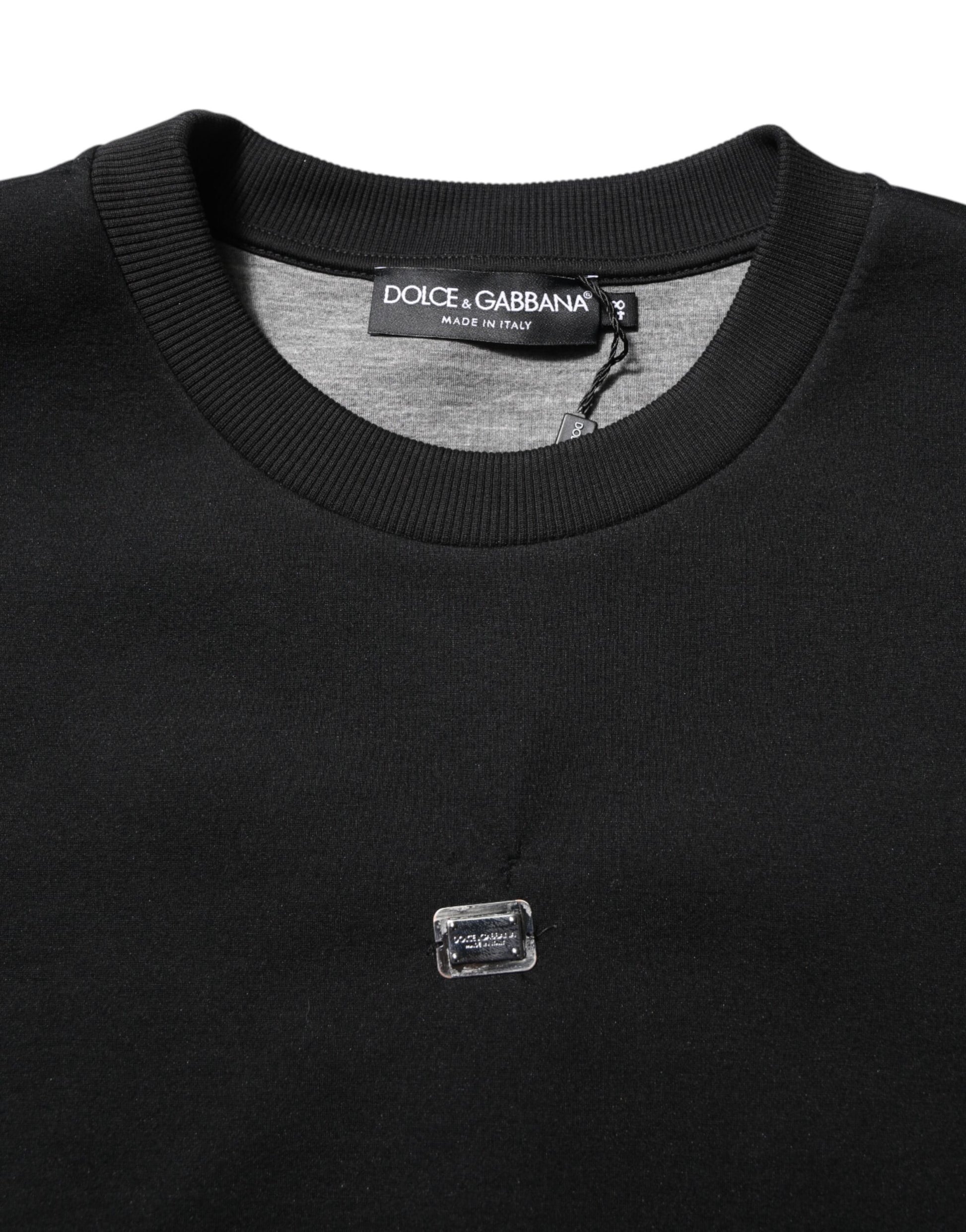 Dolce & Gabbana Black Modal DG Logo Plaque Pullover Sweater