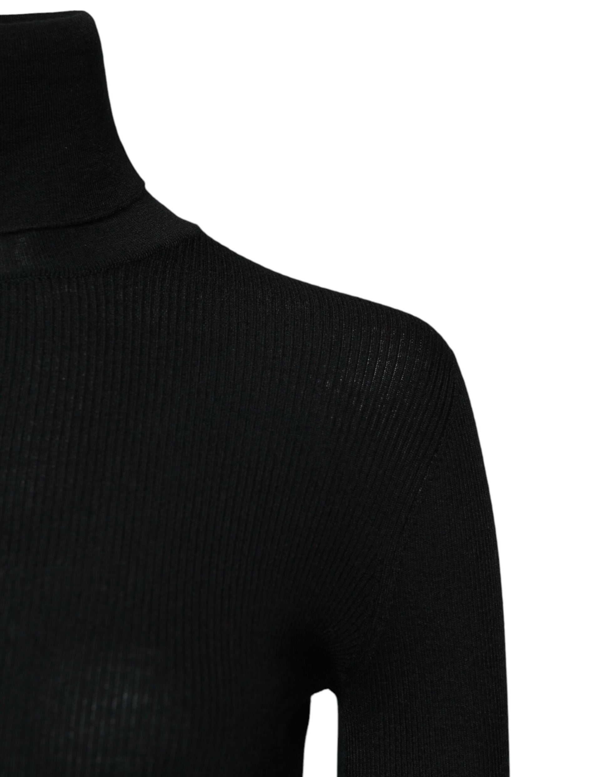 Dolce & Gabbana Black Cashmere Turtleneck Knitted Blouse Top