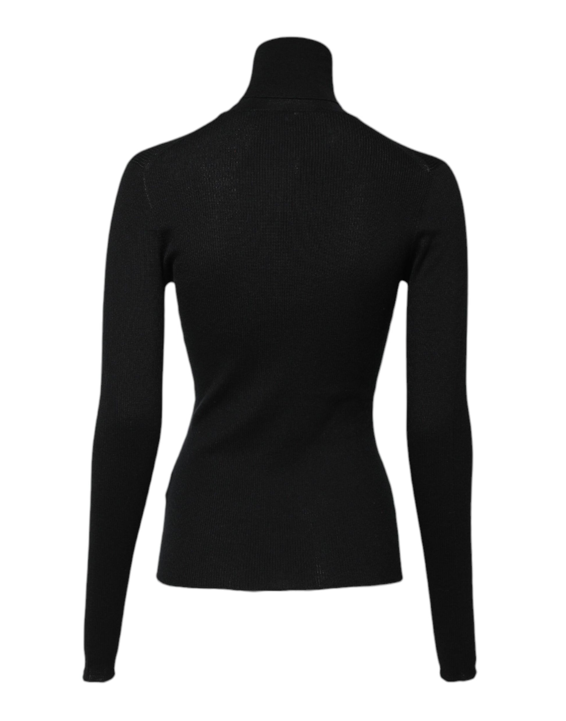 Dolce & Gabbana Black Cashmere Turtleneck Knitted Blouse Top