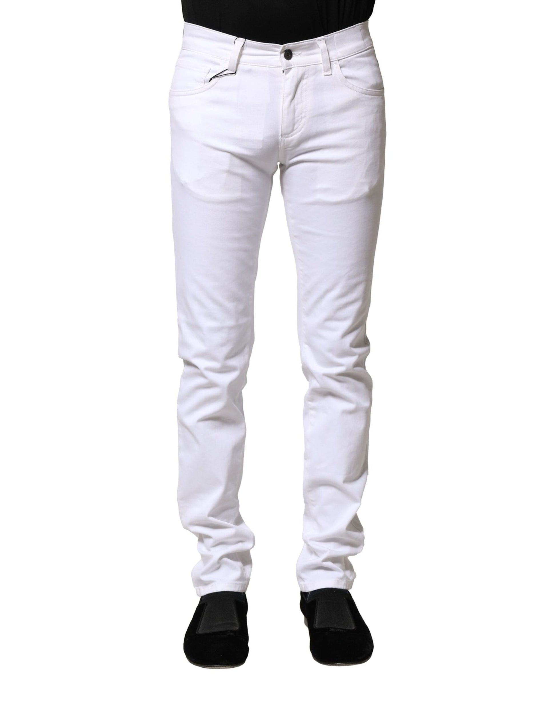 Dolce & Gabbana White Cotton Skinny Men Denim Jeans