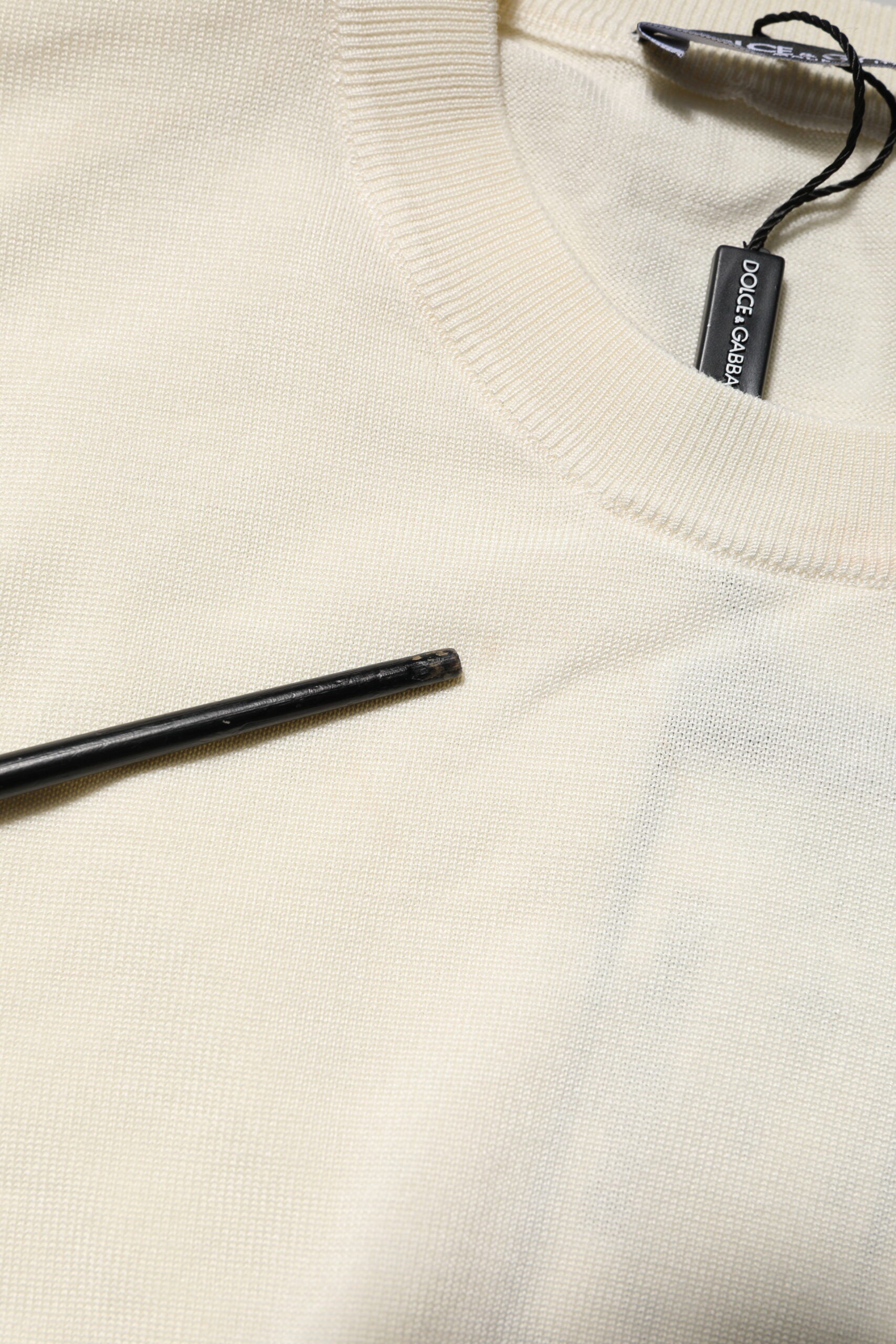 Dolce & Gabbana White Silk Short Sleeves Blouse Pullover Top