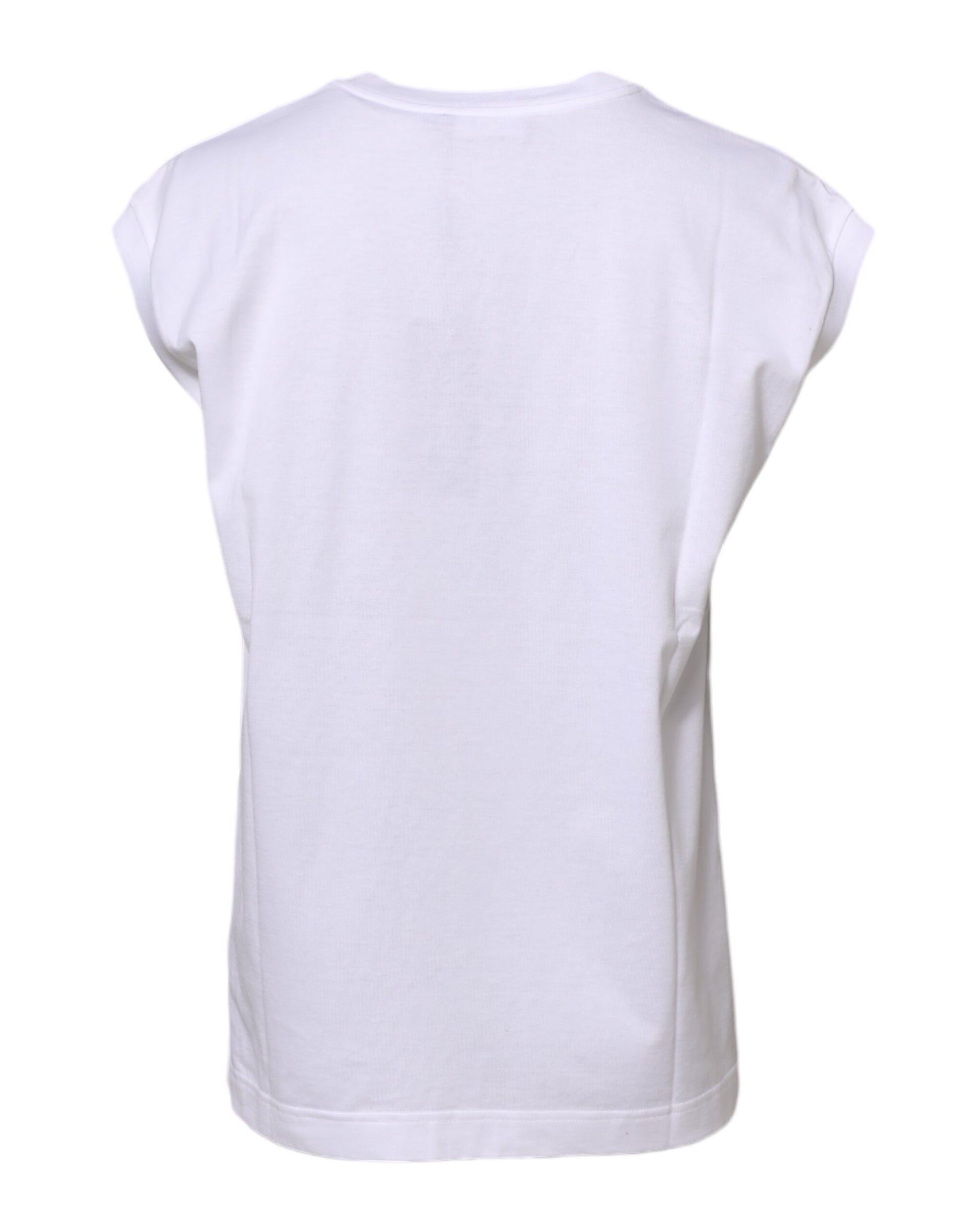 Dolce & Gabbana White Cotton Sleeveless Women Tank T-shirt