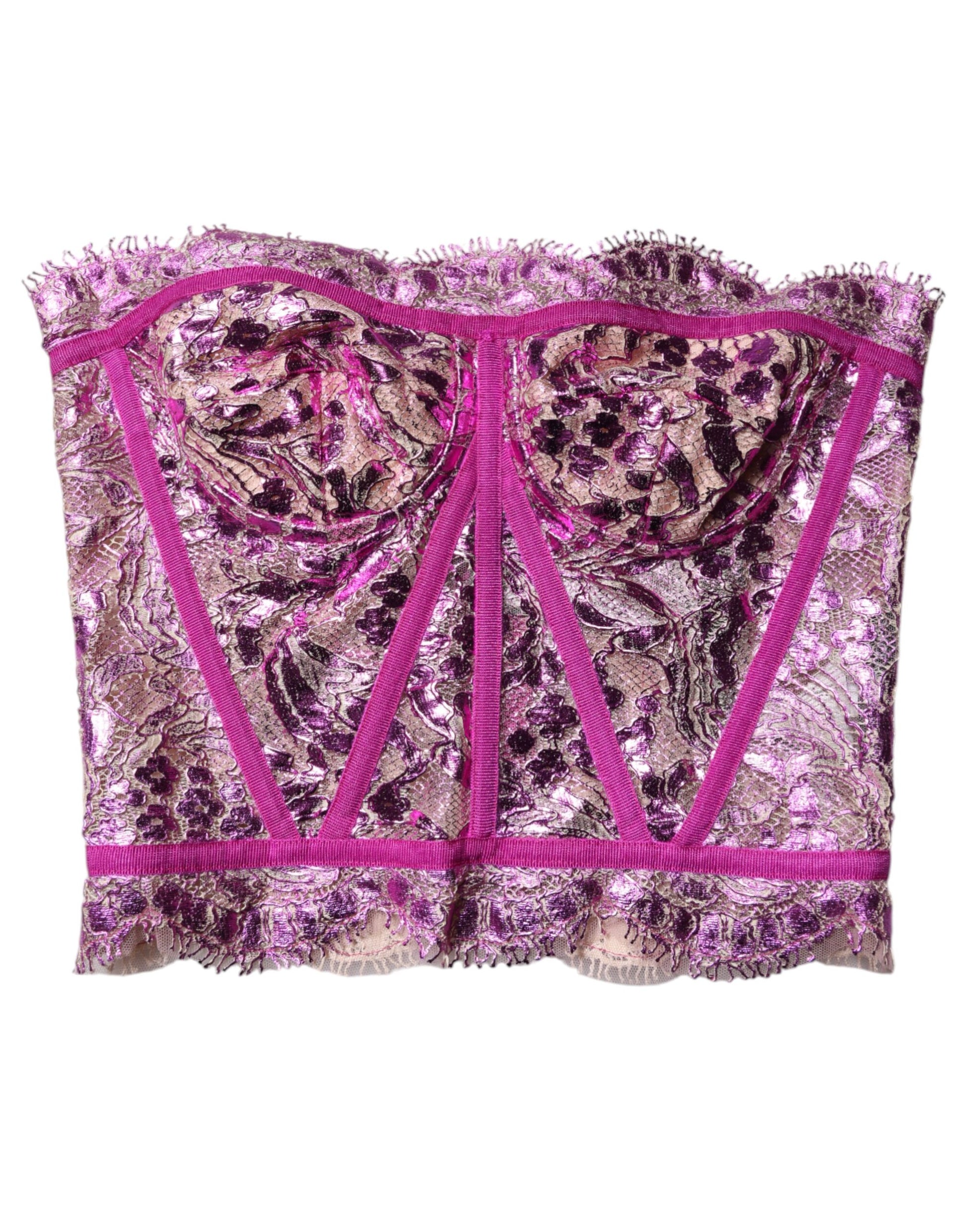 Dolce & Gabbana Pink Bustier Sleeveless Corset Blouse Top