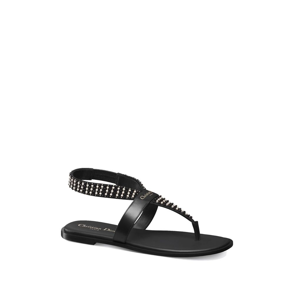Dior Black Calfskin Flat Sandals