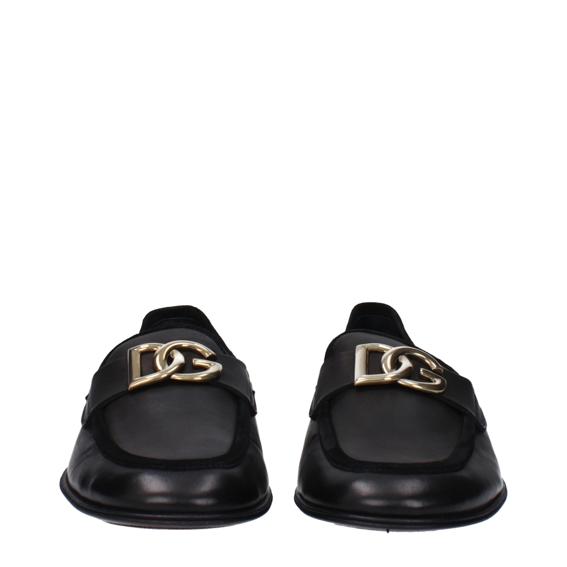 Dolce & Gabbana Black Leather Slip-On Loafers