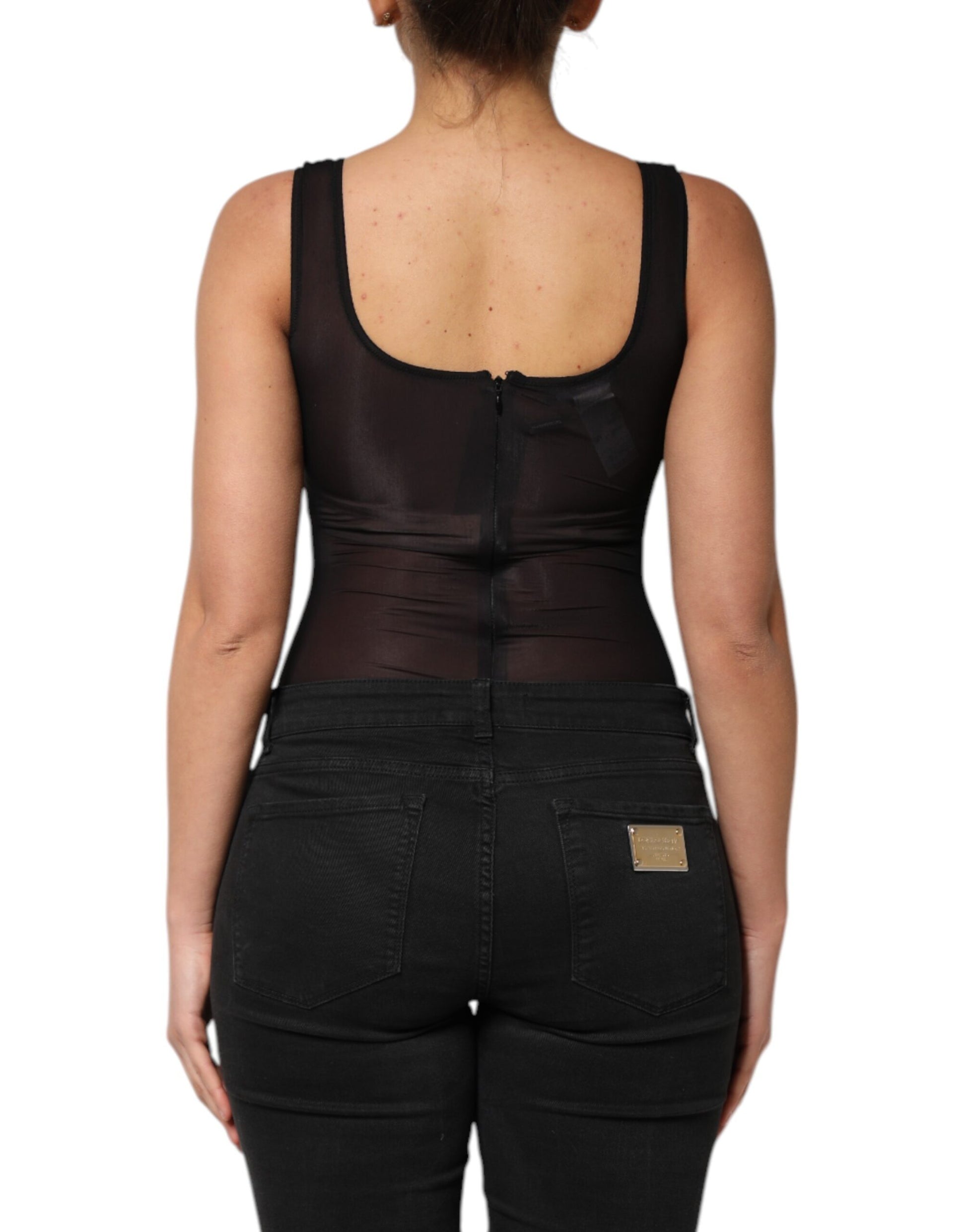 Dolce & Gabbana Black Nylon Sleeveless Round Neck Tank Top