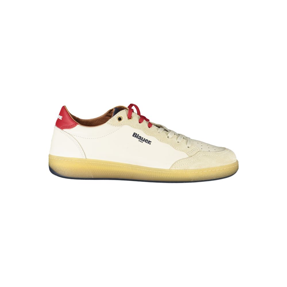 Blauer White Leather Men Sneaker