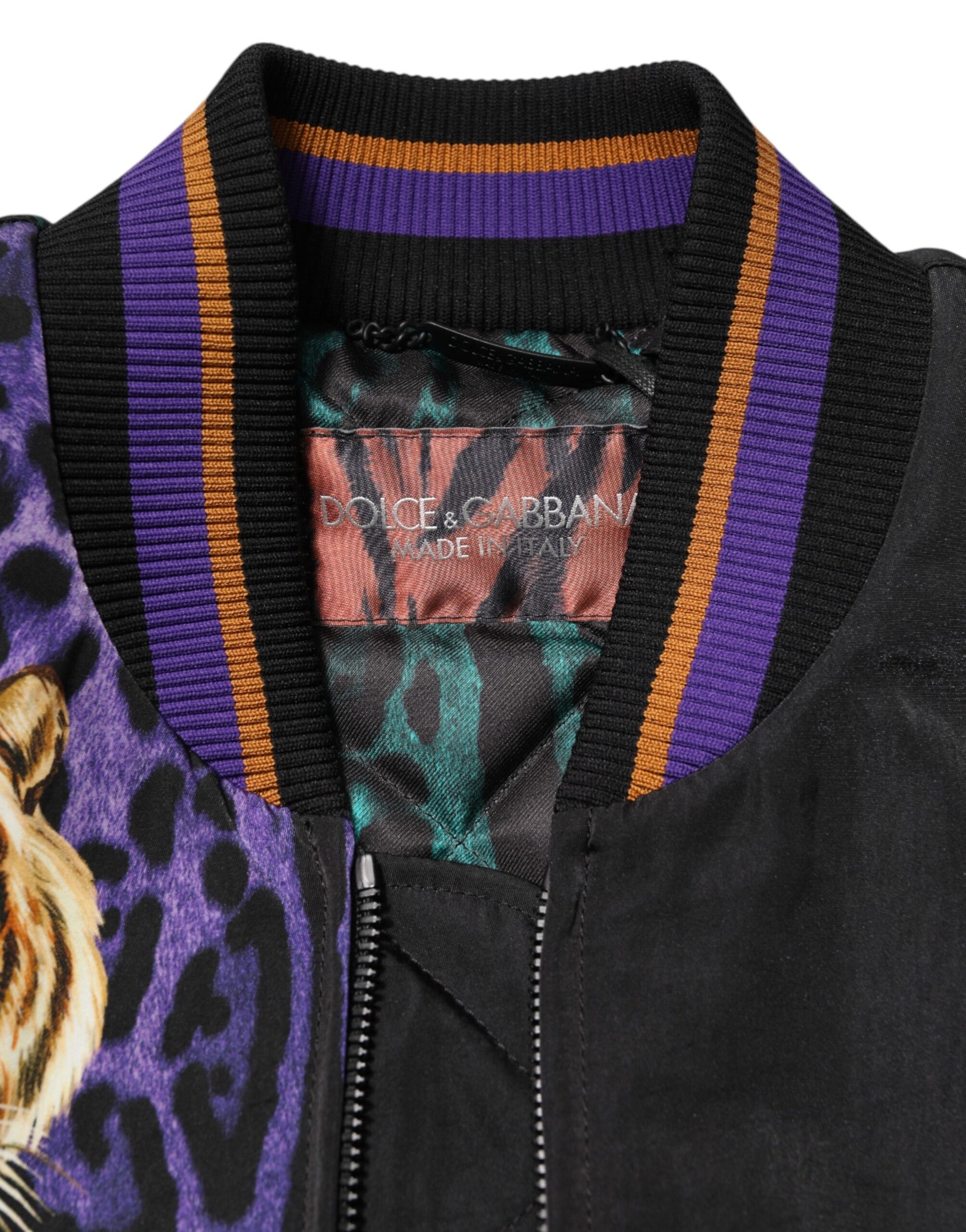 Dolce & Gabbana Multicolor Tiger Print Men Bomber Jacket