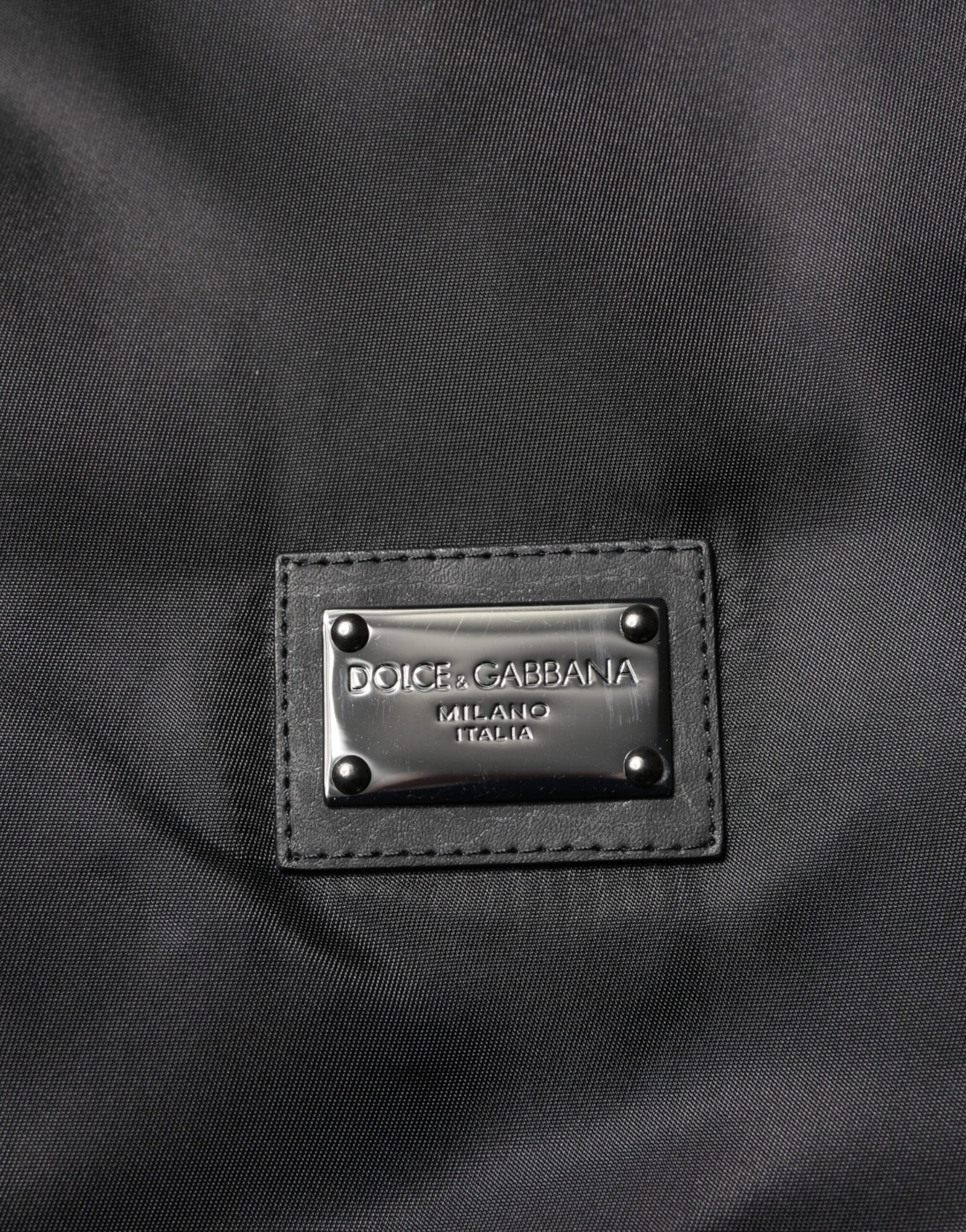 Dolce & Gabbana Black Polyester Logo Plaque Bomber Jacket