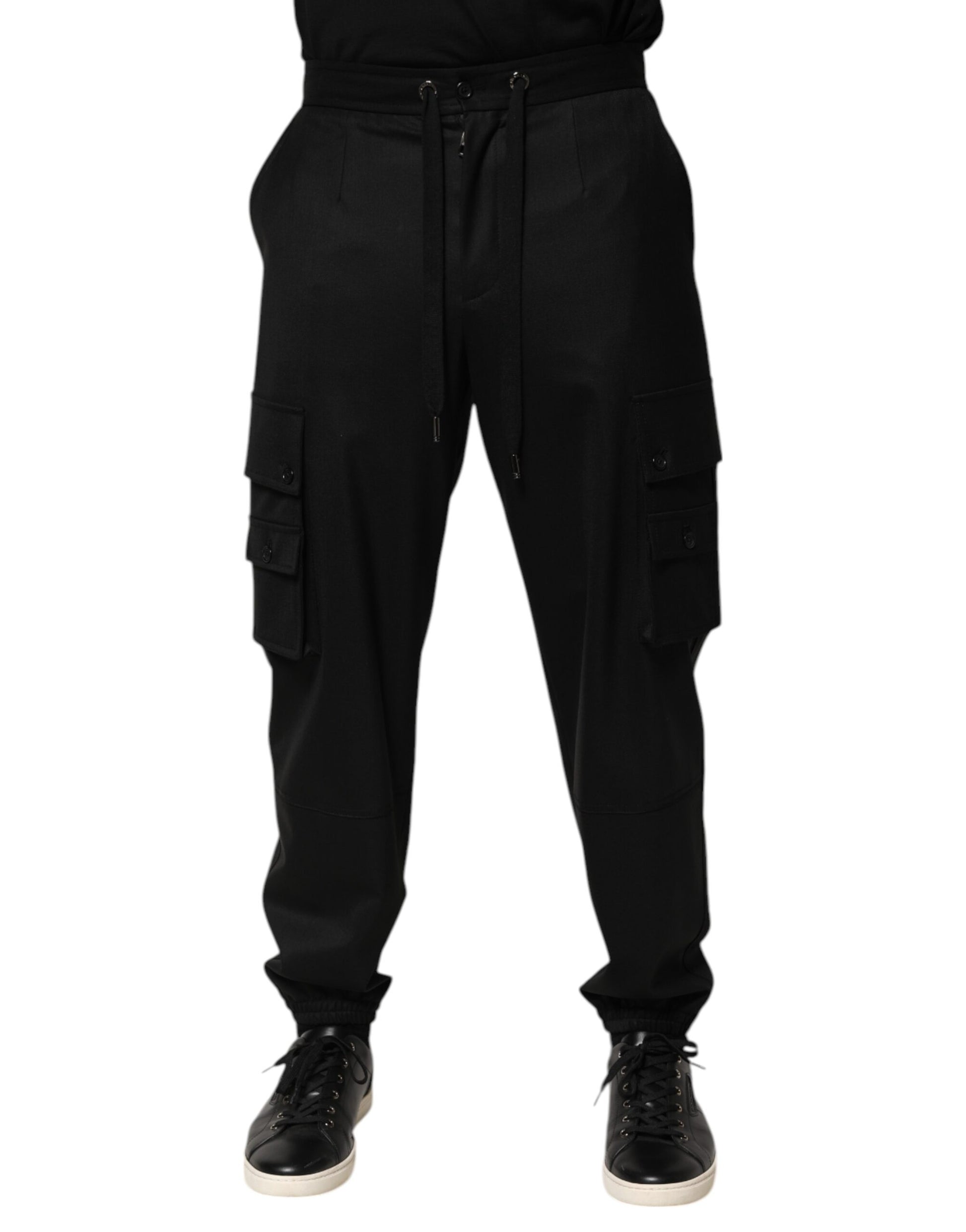 Dolce & Gabbana Solid Black Cargo Jogger Men Sweatpants Pants