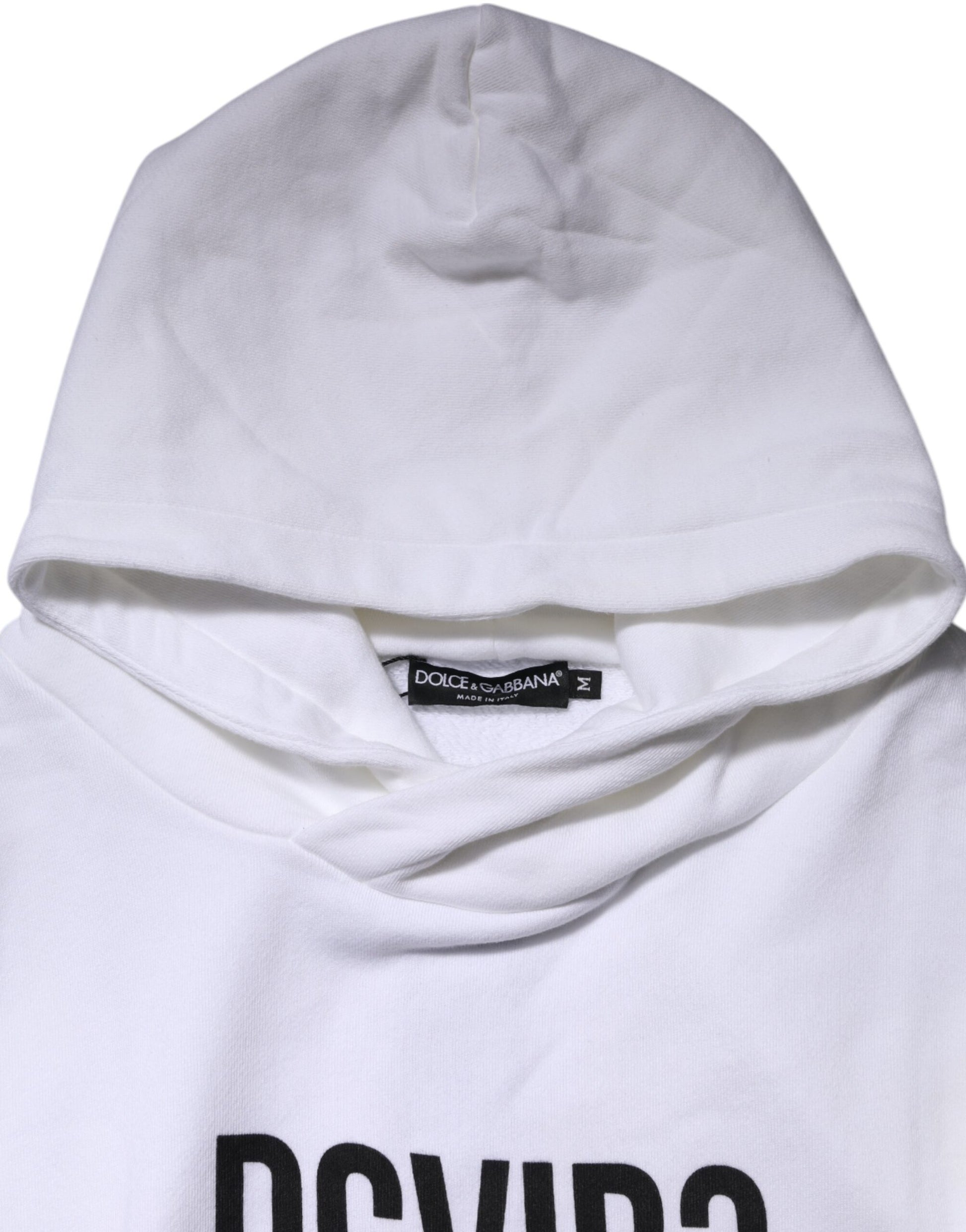 Dolce & Gabbana White DG Vib3 Hooded Men Sweatshirt Sweater