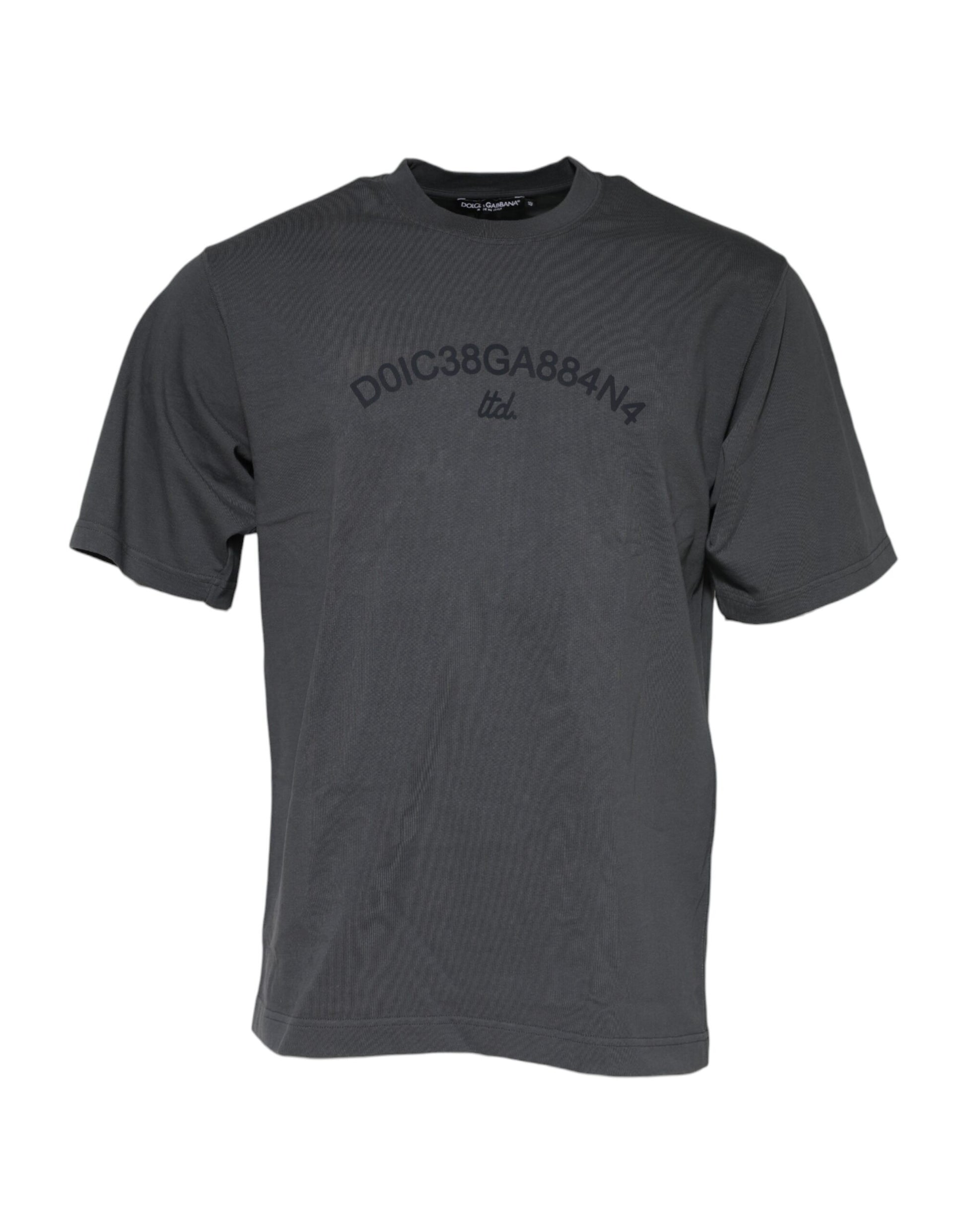 Dolce & Gabbana Gray Logo Graphic Cotton Crew Neck T-shirt