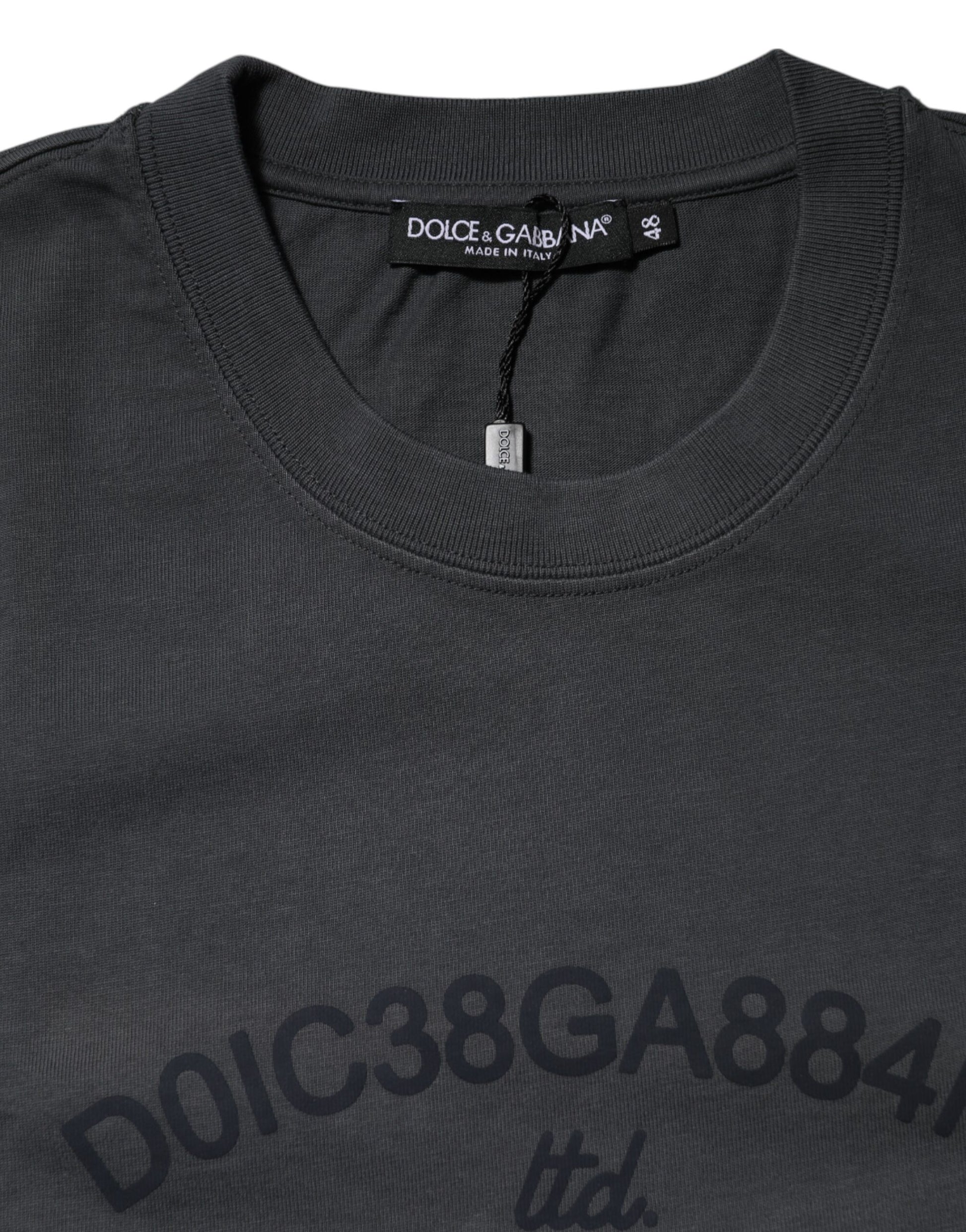 Dolce & Gabbana Gray Logo Graphic Cotton Crew Neck T-shirt