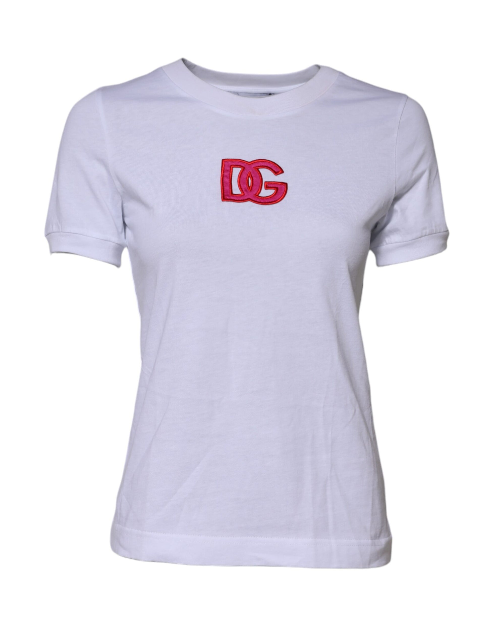 Dolce & Gabbana White Cotton DG Logo Embroidery Top T-shirt