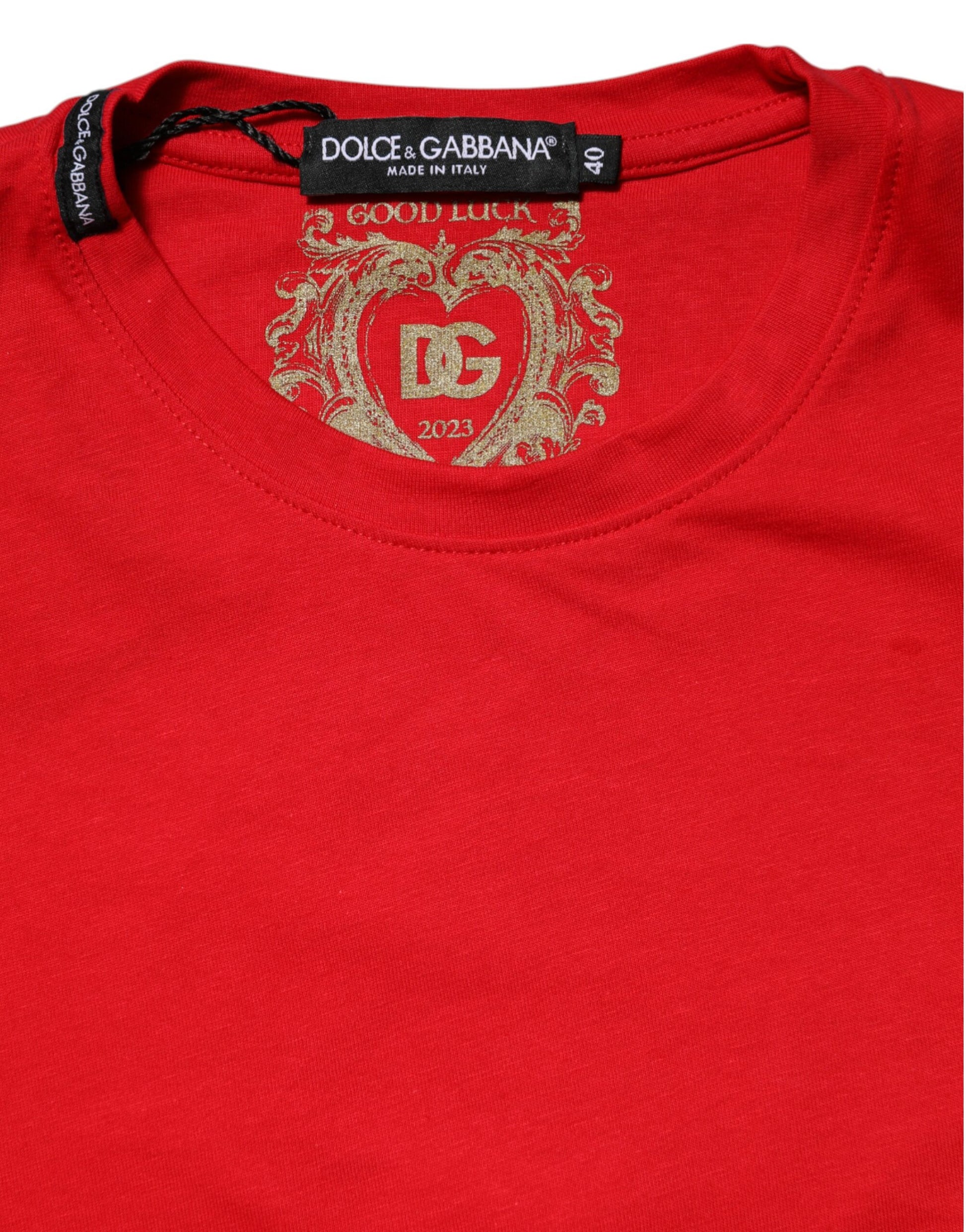 Dolce & Gabbana Red Casual Crew Neck Short Sleeve Top T-shirt