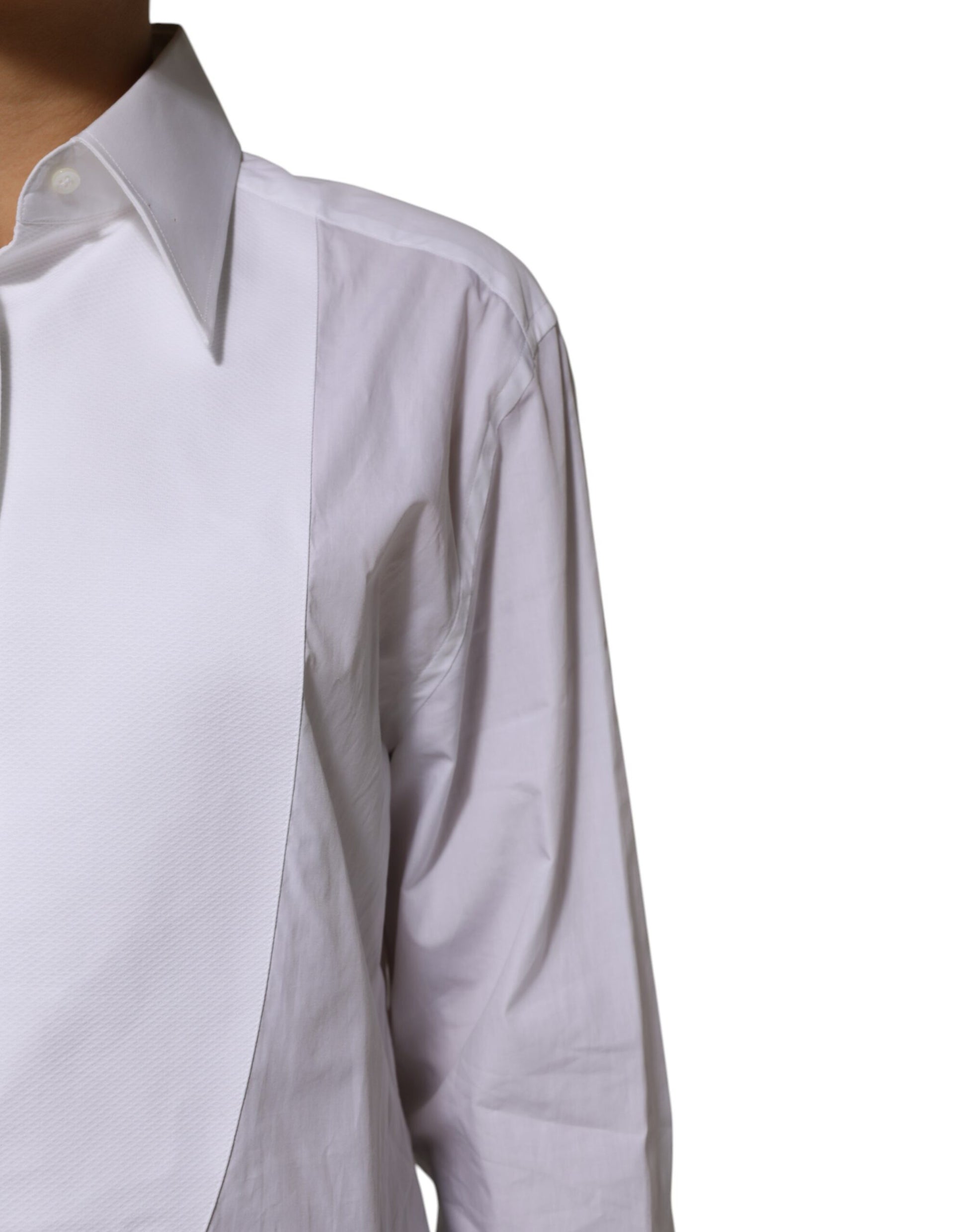 Dolce & Gabbana White Cotton Collared Long Sleeves Shirt Top