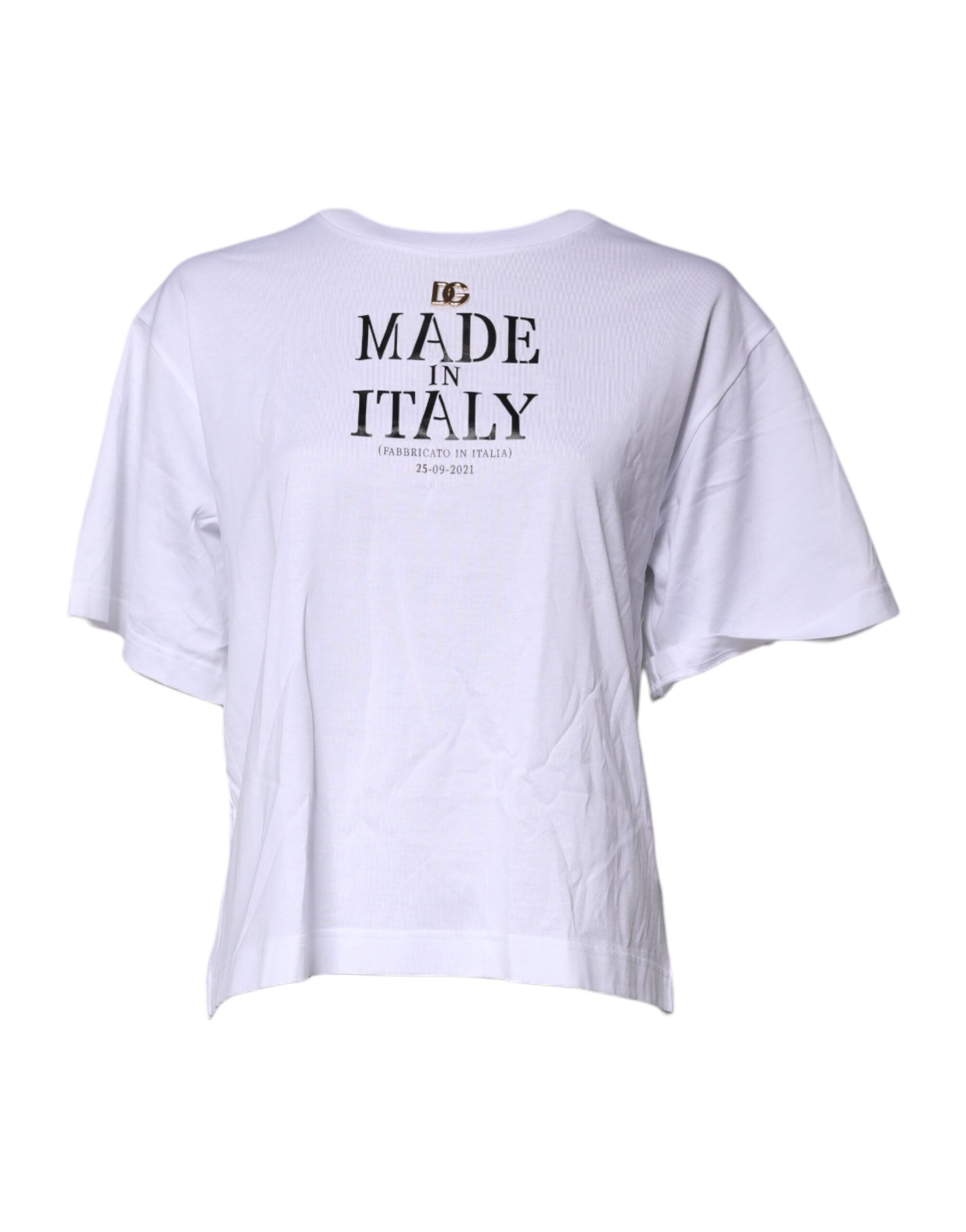 Dolce & Gabbana White Short Sleeves DG Logo Print Top T-shirt